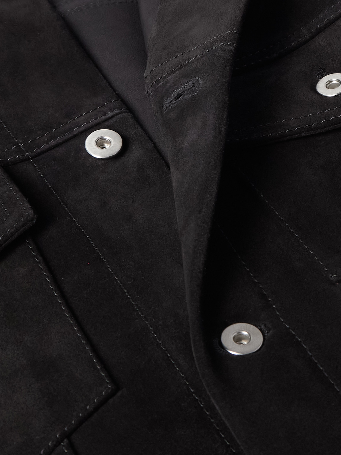 Jil Sander Leather-trimmed Suede Trucker Jacket In Black