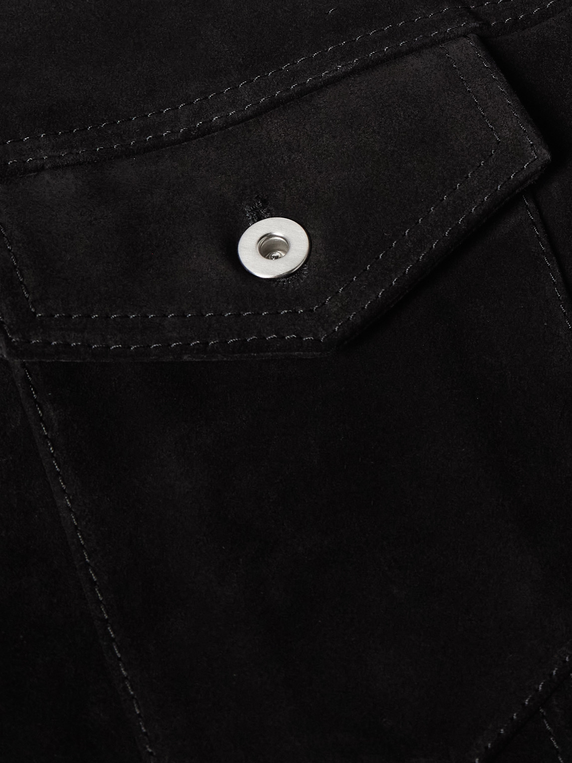 Jil Sander Leather-trimmed Suede Trucker Jacket In Black