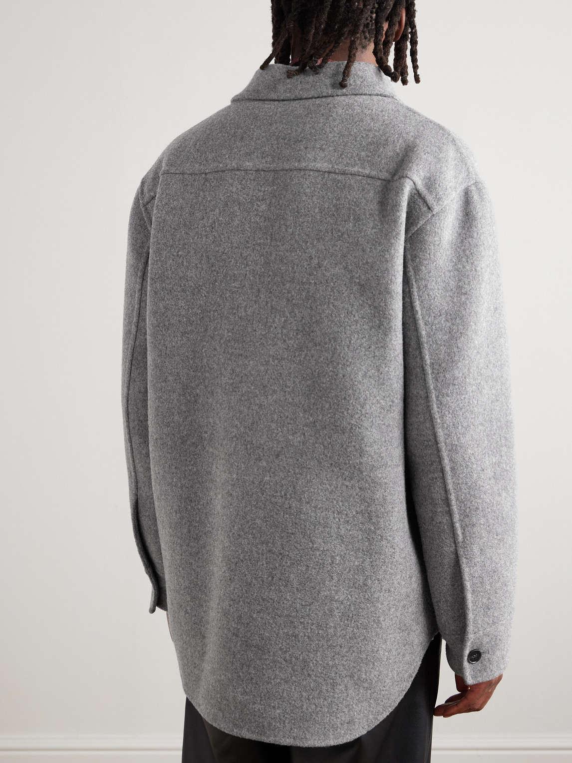 Jil Sander Button-up Grey Virgin Wool Shirt Jacket