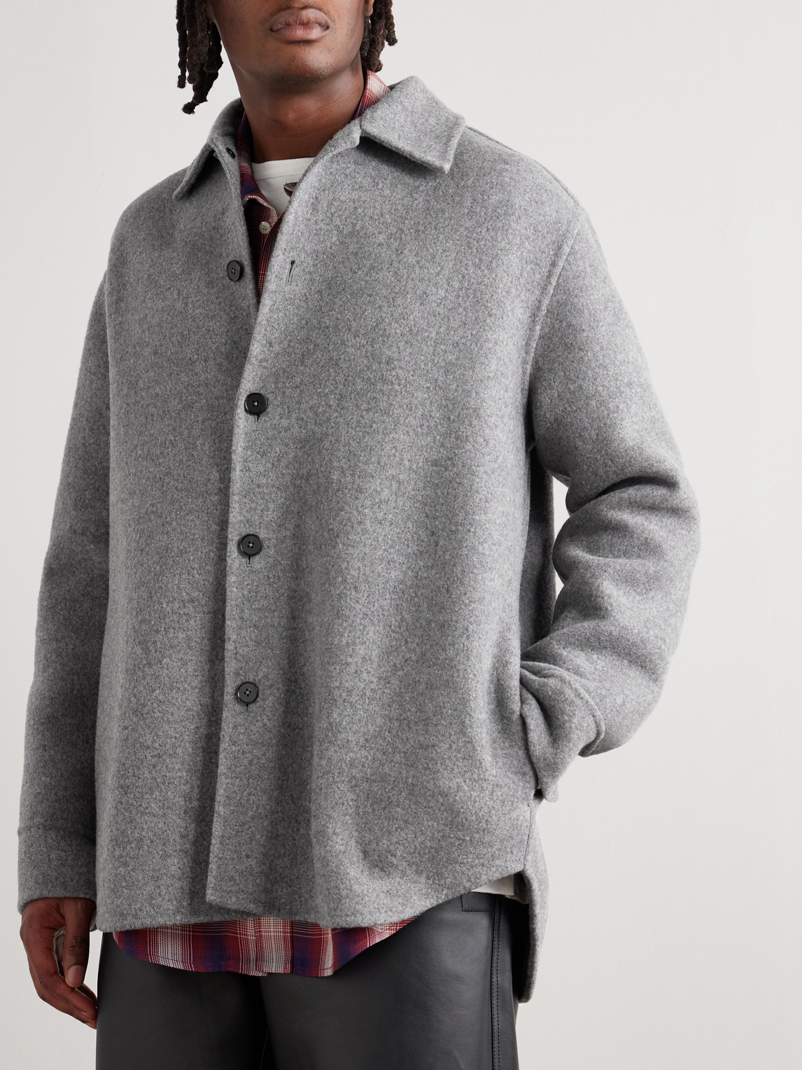 Jil Sander Button-up Grey Virgin Wool Shirt Jacket
