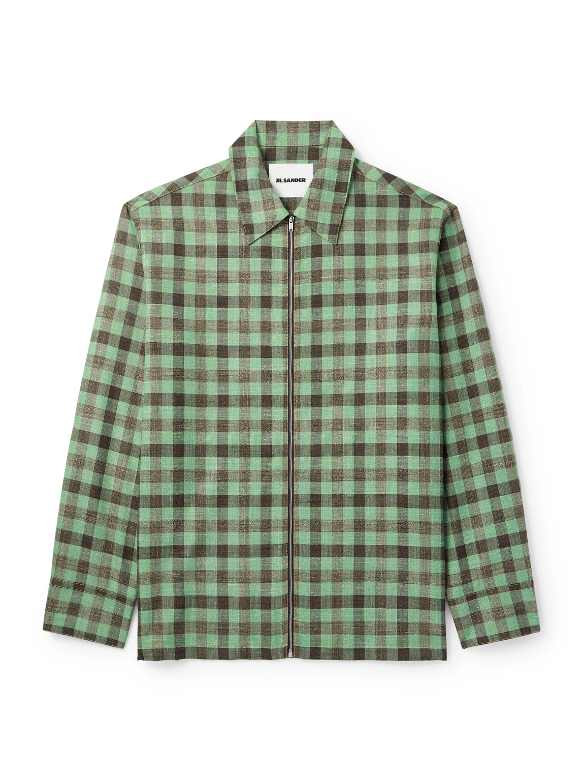 Jil Sander Checked Woven Zip-up Shirt In Multi