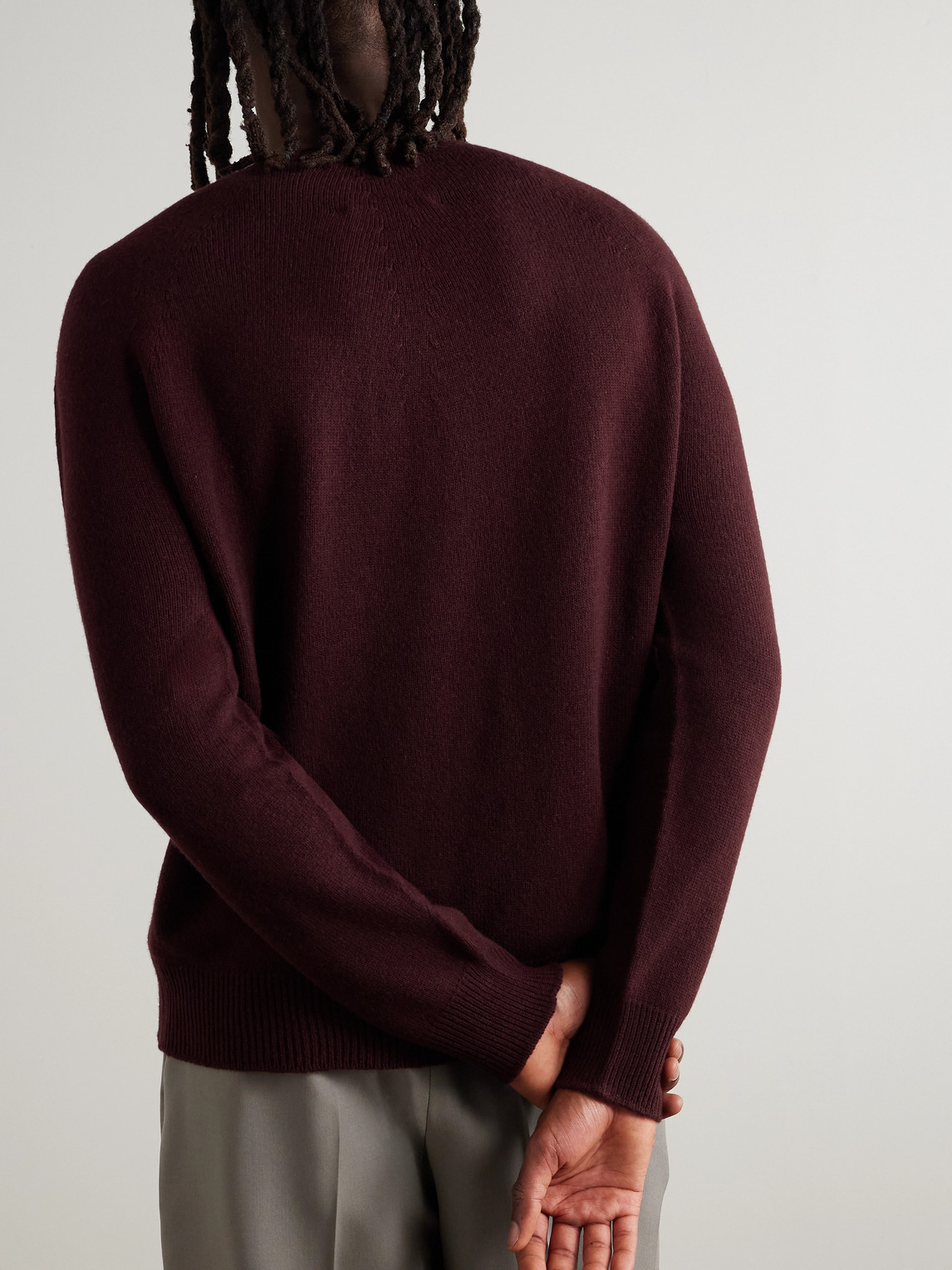 Jil Sander Merino Wool And Cashmere-blend Sweater In Burgundy