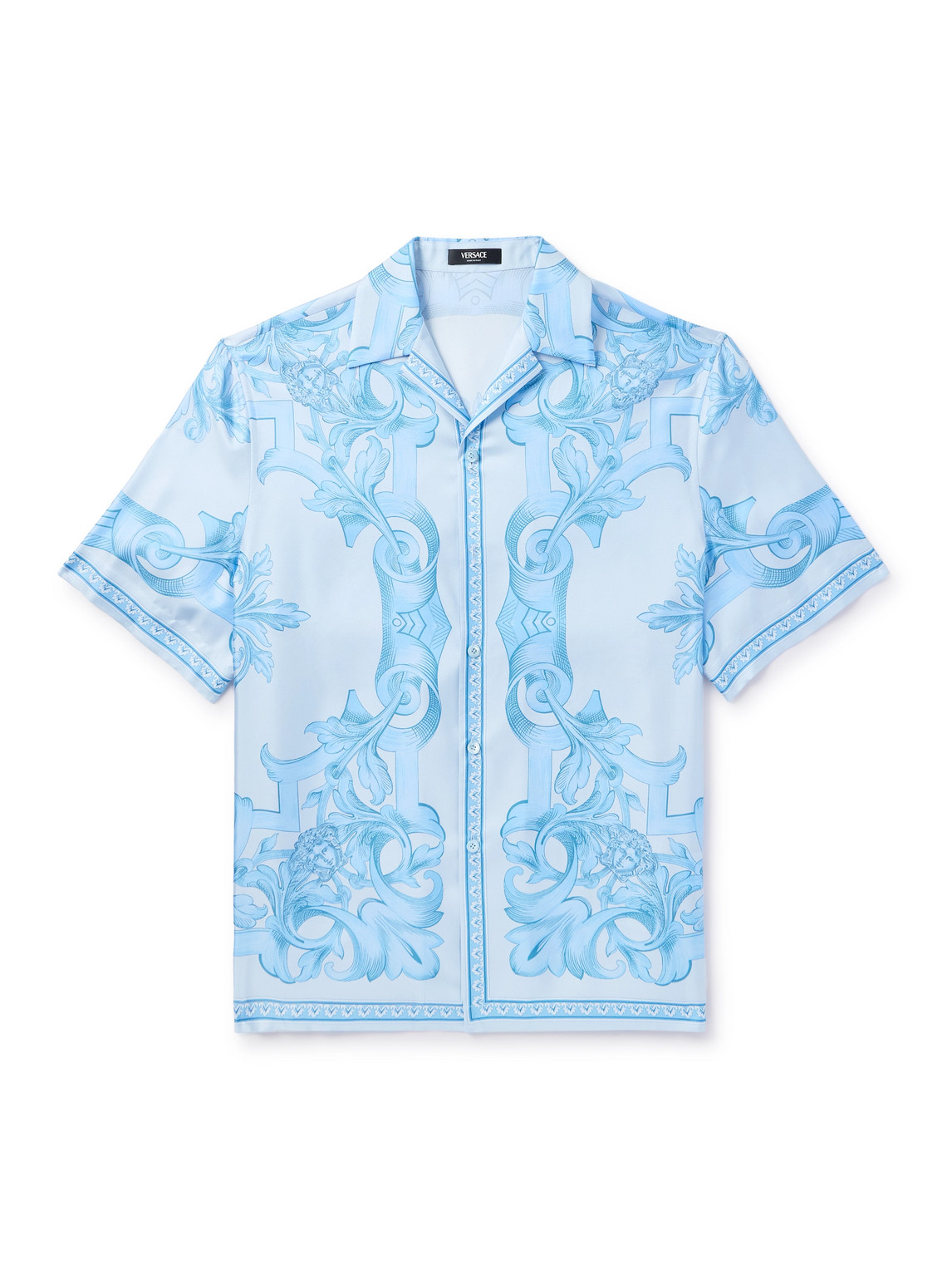 Versace Camp-collar Printed Silk-twill Shirt
