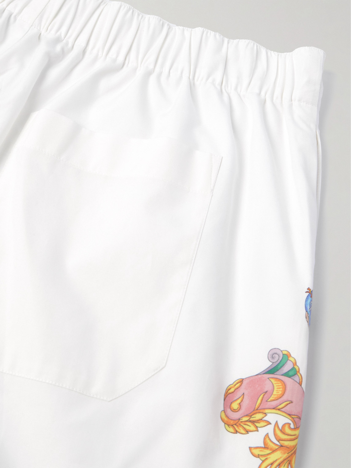 Versace Wide-leg Printed Cotton-poplin Shorts In White
