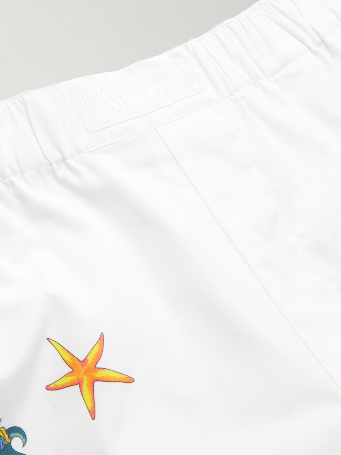Versace Wide-leg Printed Cotton-poplin Shorts In White