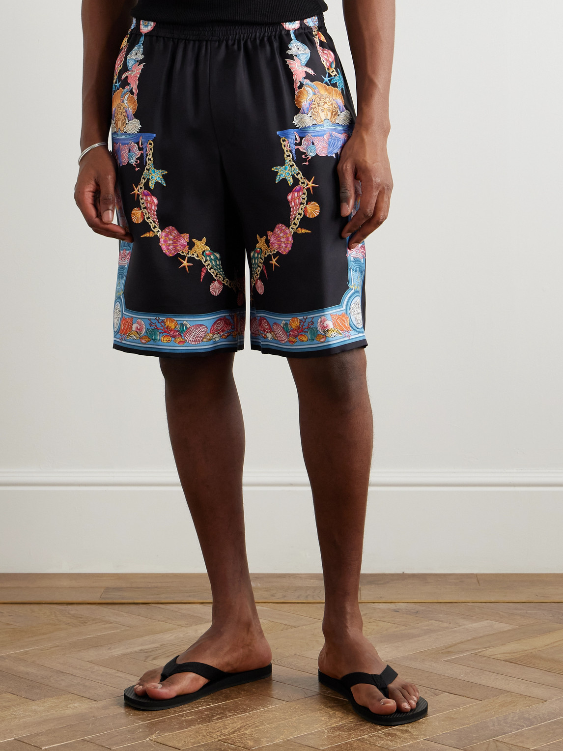 Versace Multicolor Coral Theatre Print Bermuda Shorts