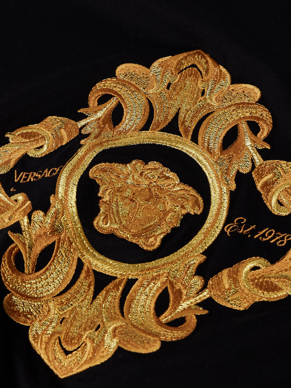 Versace Architectural Baroque Embroidered T-shirt In Black