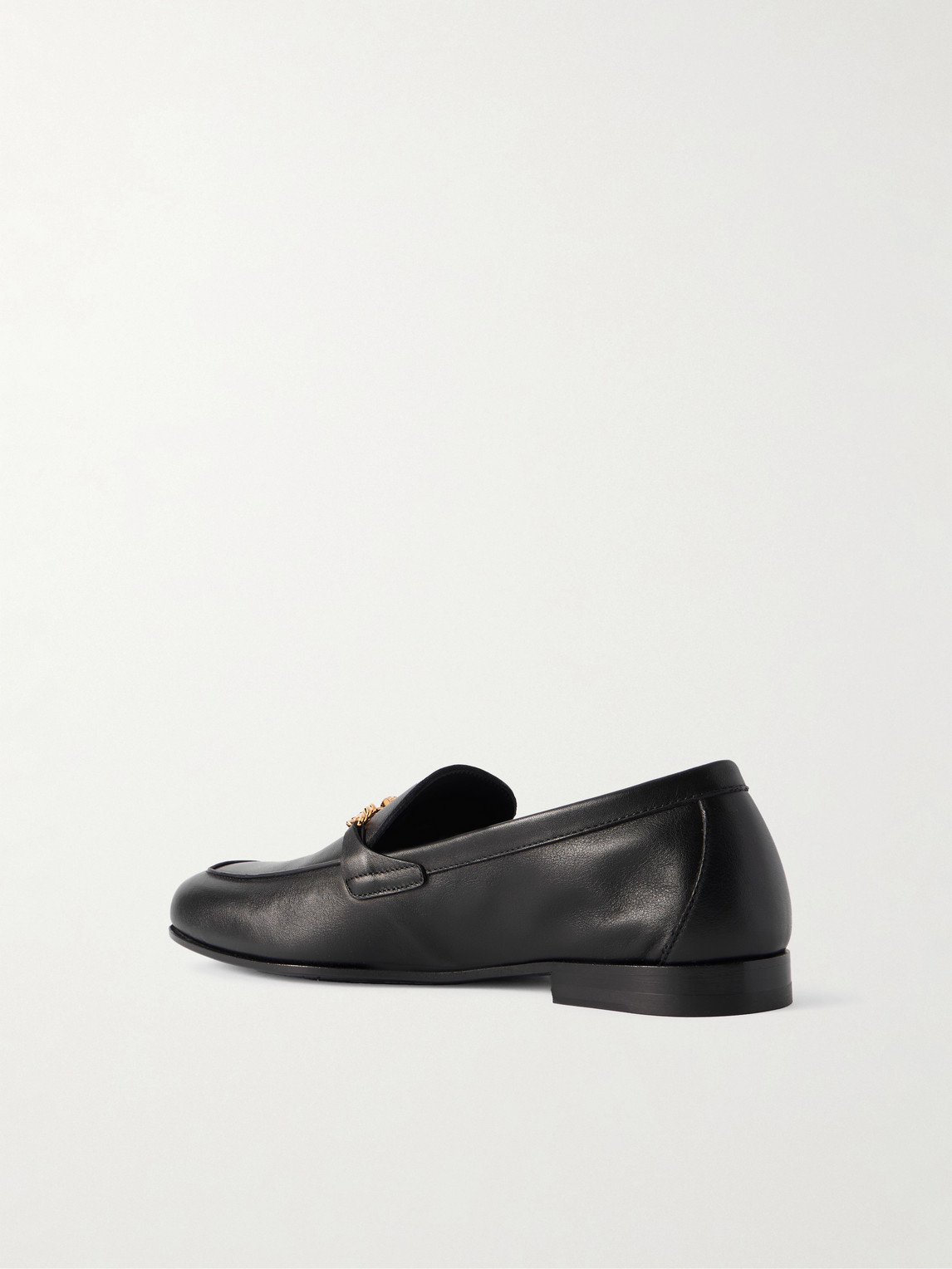 Versace Logo-embellished Leather Loafers In Black