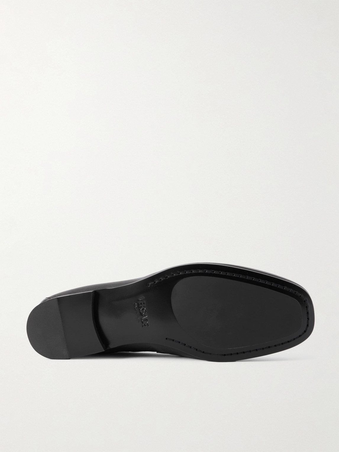 Versace Logo-embellished Leather Loafers In Black