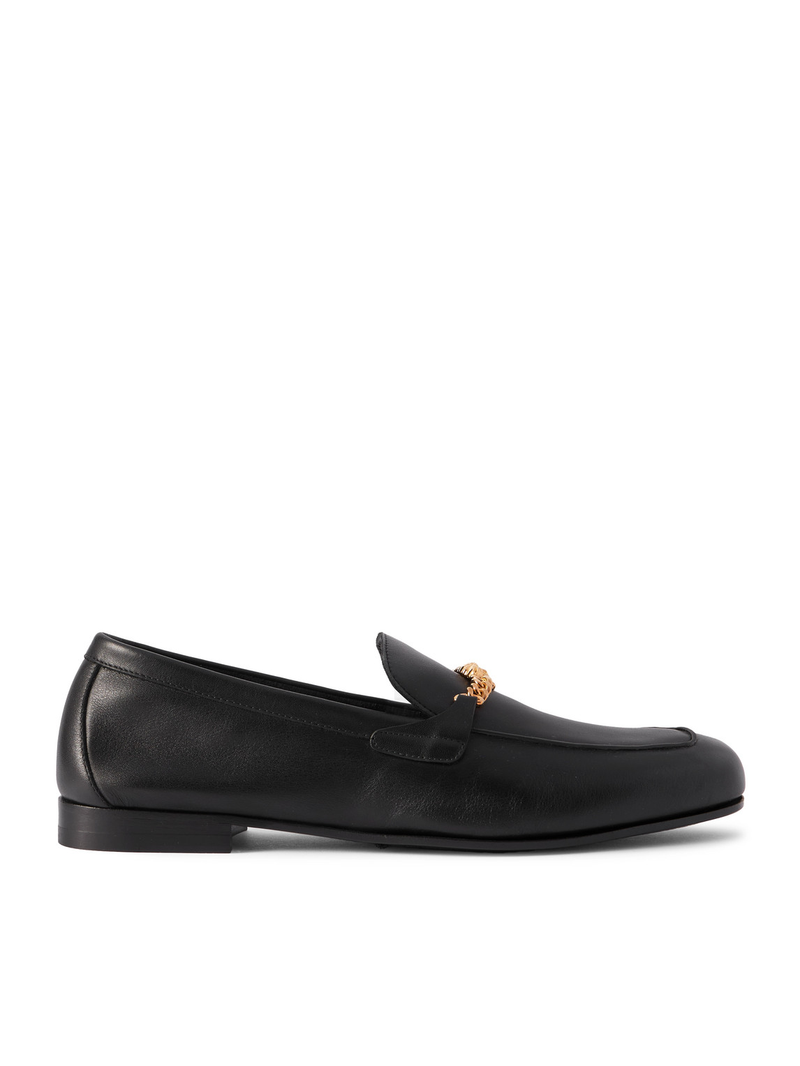 Versace Logo-embellished Leather Loafers In Black