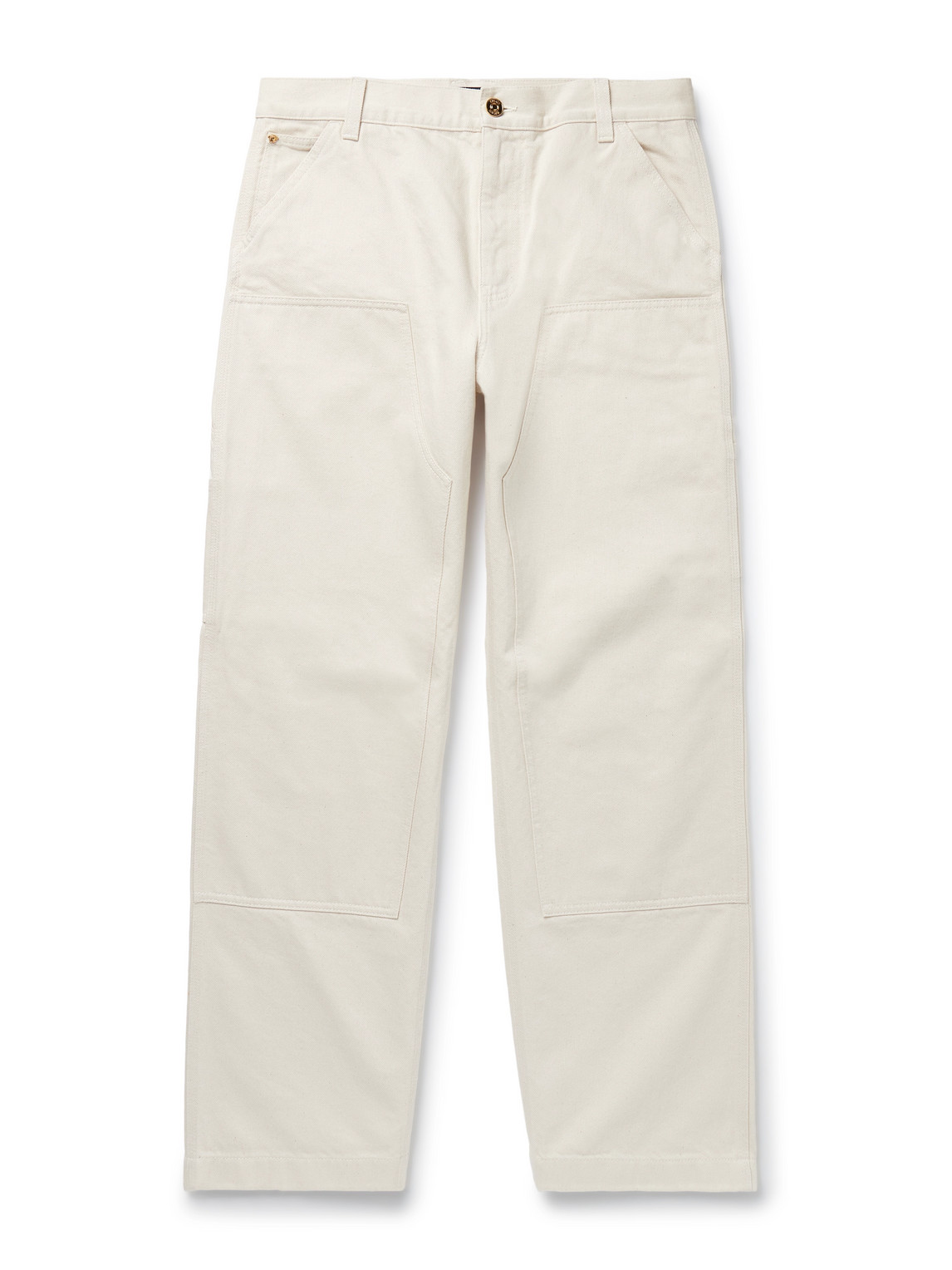 Versace Straight-leg Panelled Jeans In Neutral