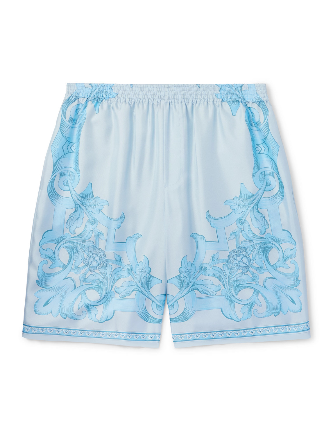 Versace Straight-leg Printed Silk-twill Shorts