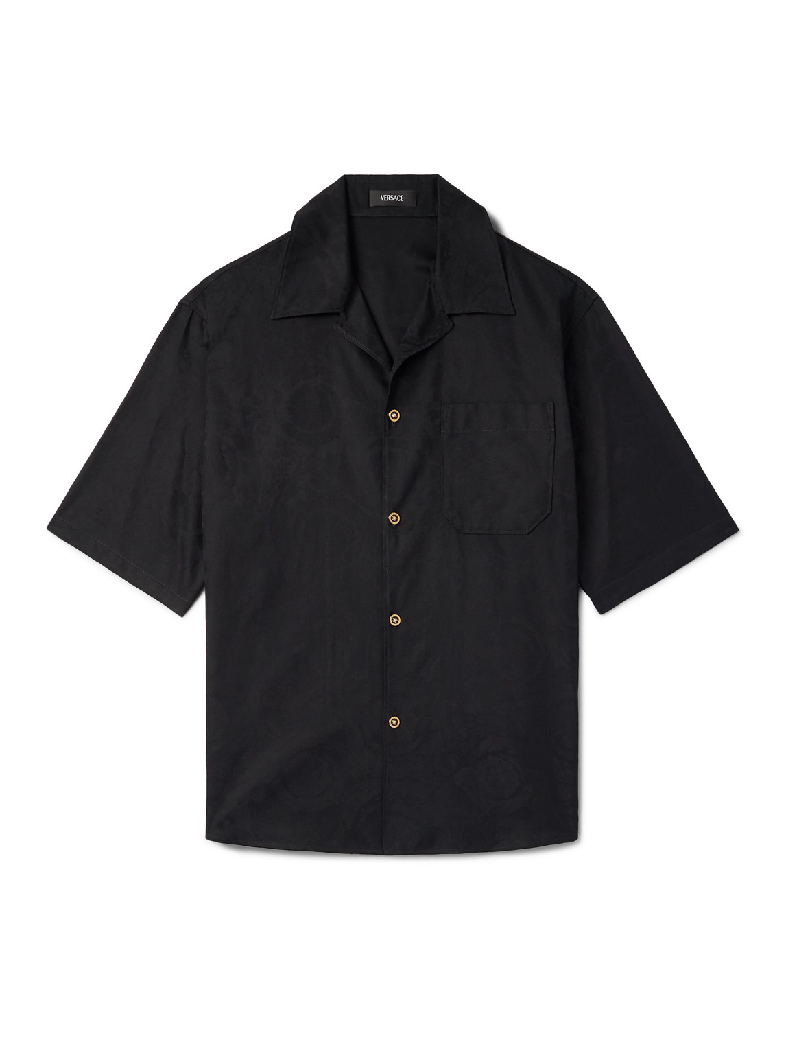 Versace Camp-collar Logo-jacquard Cotton-poplin Shirt