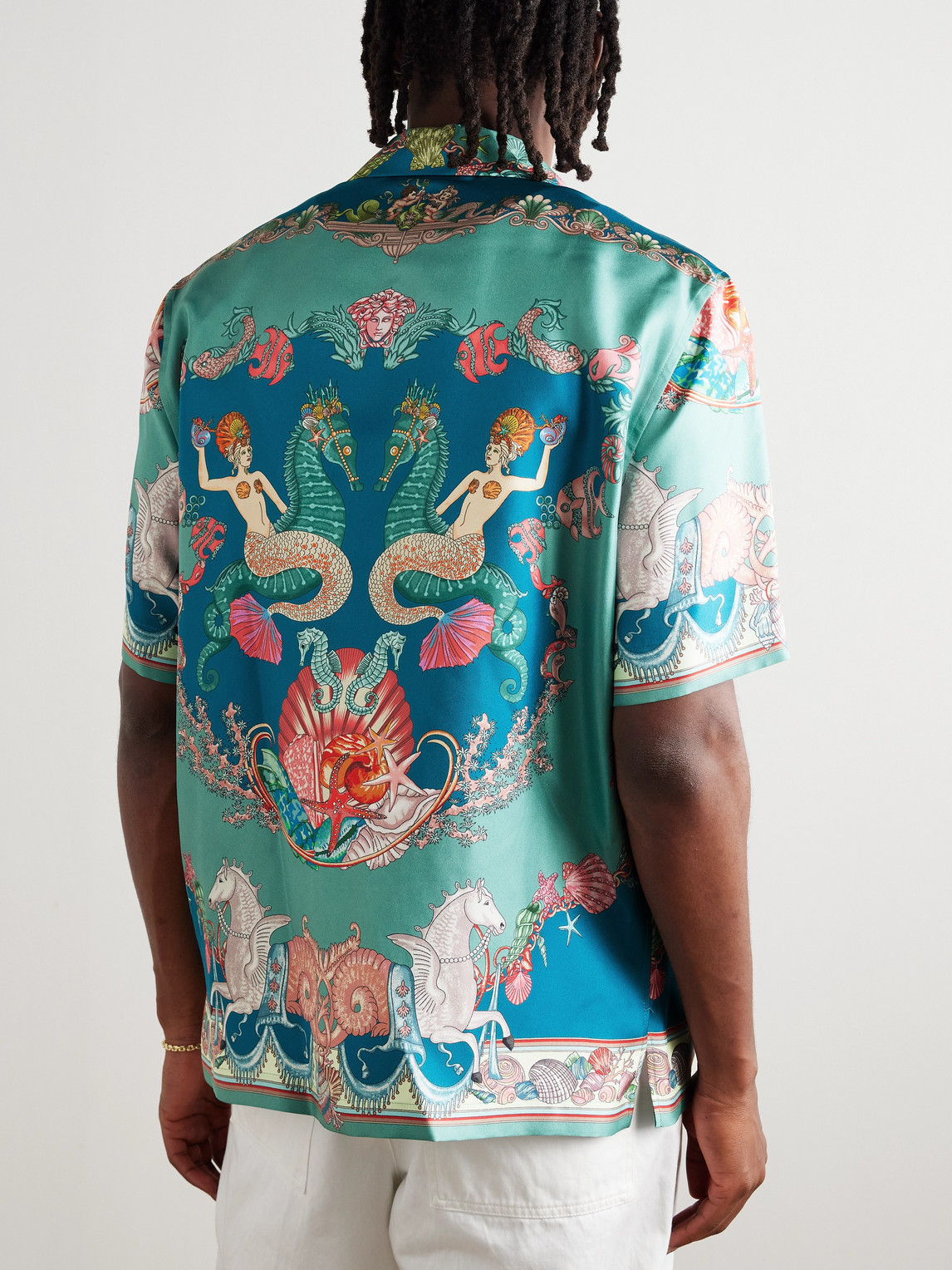 Versace Coral Theatre Print Bowling Shirt In Multi