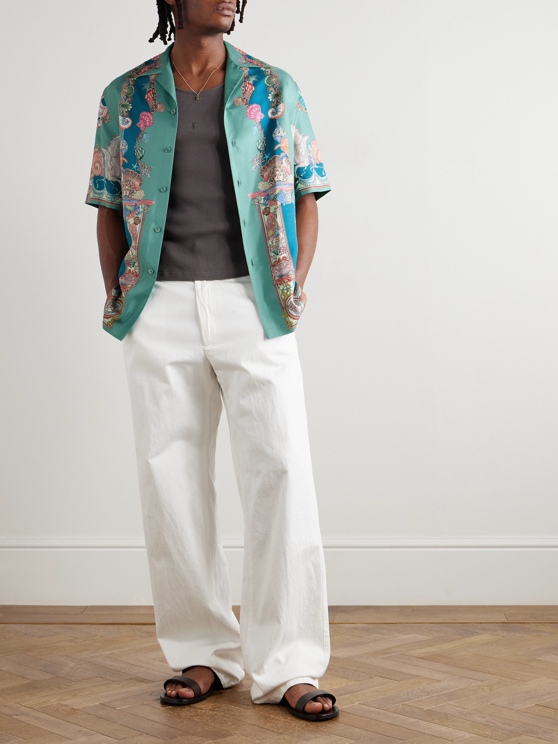 Versace Coral Theatre Print Bowling Shirt In Multi