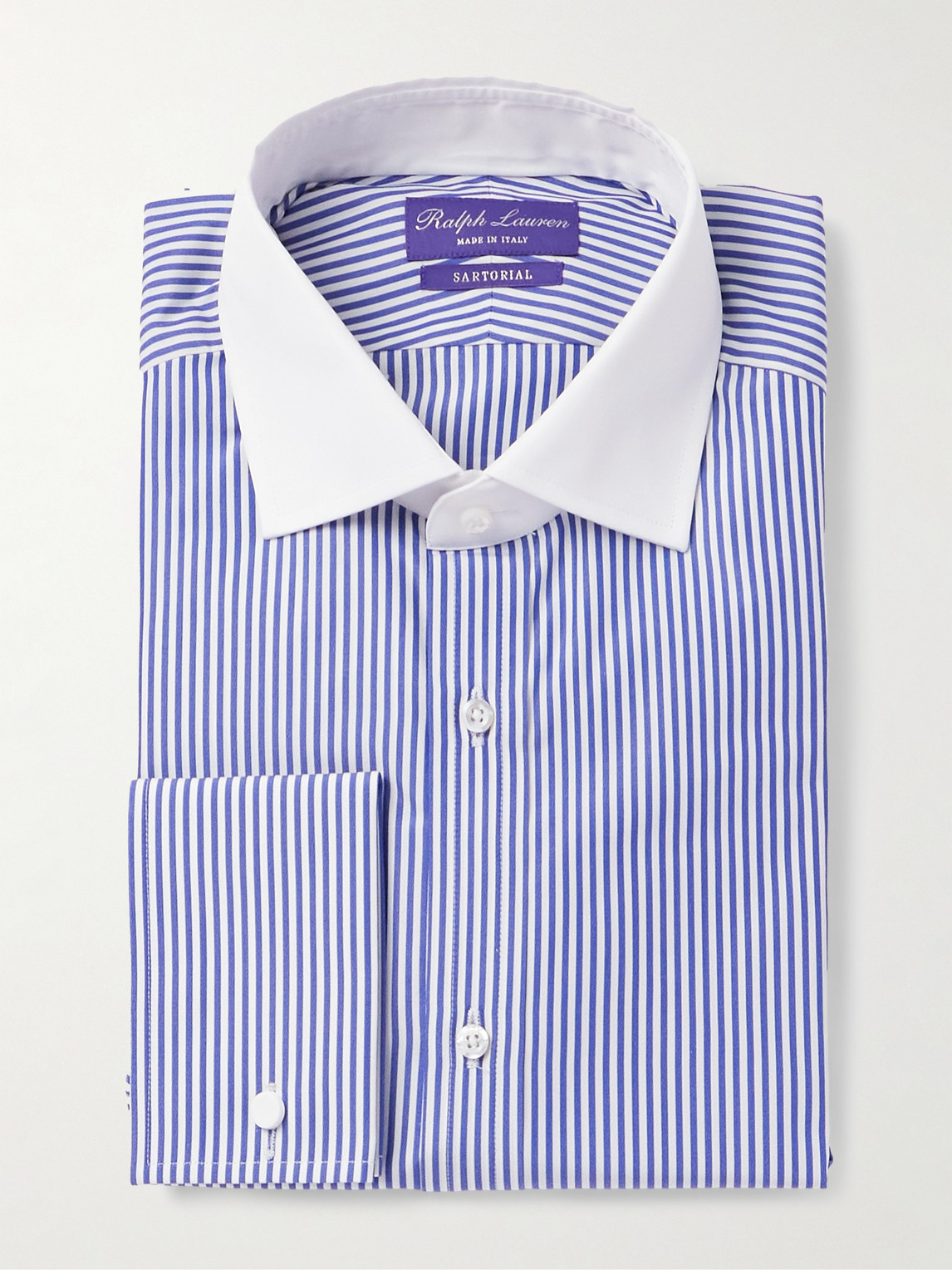 Ralph Lauren Purple Label Ralph Lauren Purple Label - Striped Cotton-Poplin Shirt - Men - Blue - UK/US 14.5 aus 100% Cotton in Blue