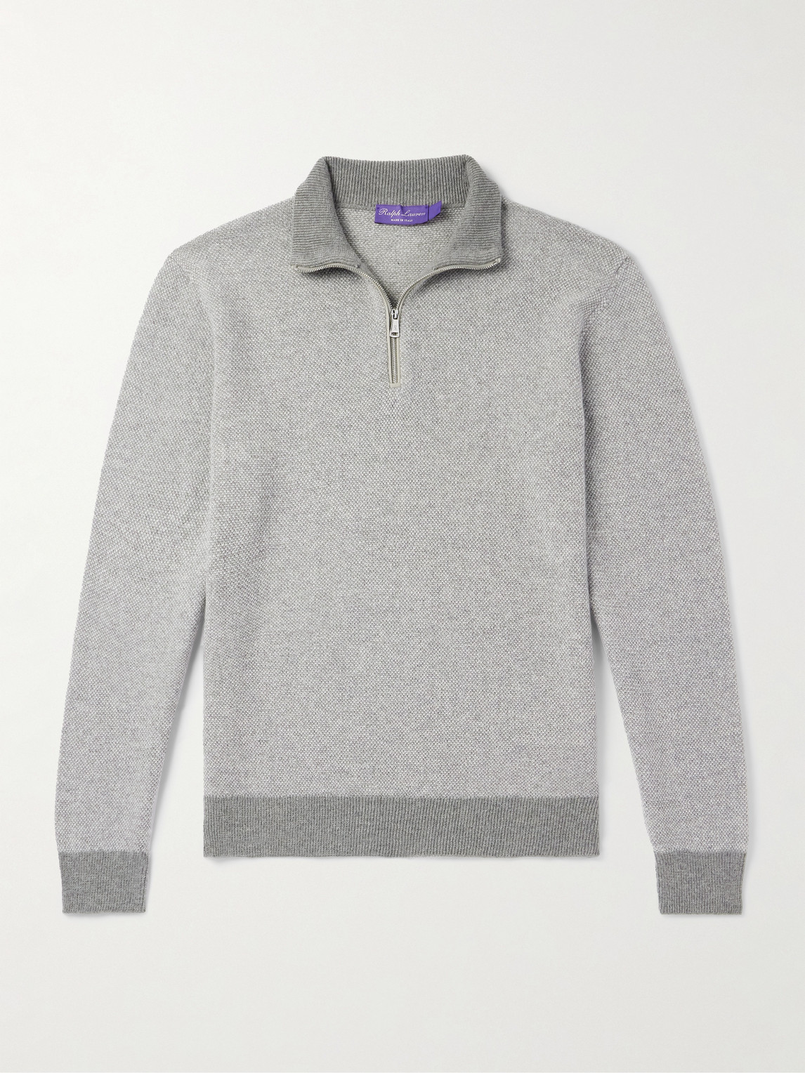 Ralph Lauren Purple Label lim-Fit uede-Trimmed Cashmere Half-Zip weater - Men