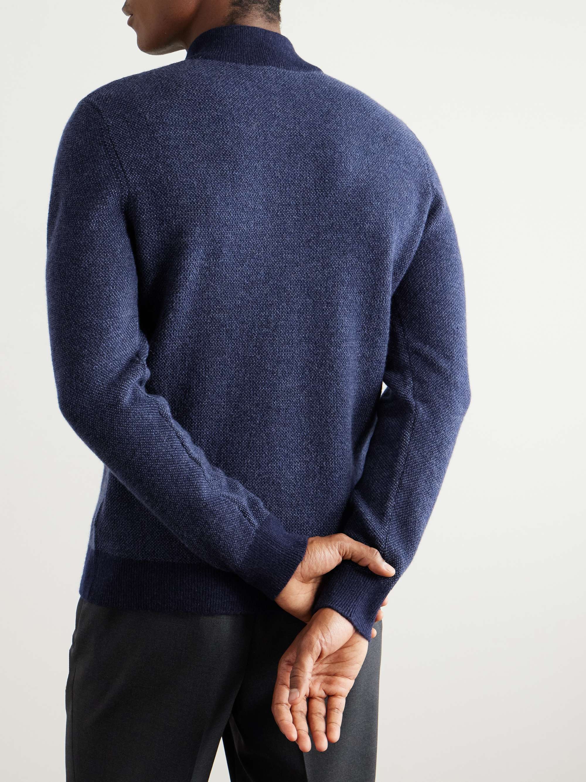 RALPH LAUREN PURPLE LABEL Slim-Fit Suede-Trimmed Cashmere RALPH LAUREN PURPLE LABEL Slim-Fit Suede-Trimmed Cashmere