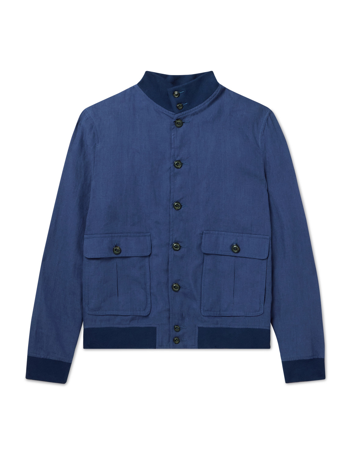 Valstar Ino Linen Bomber Jacket In Blue