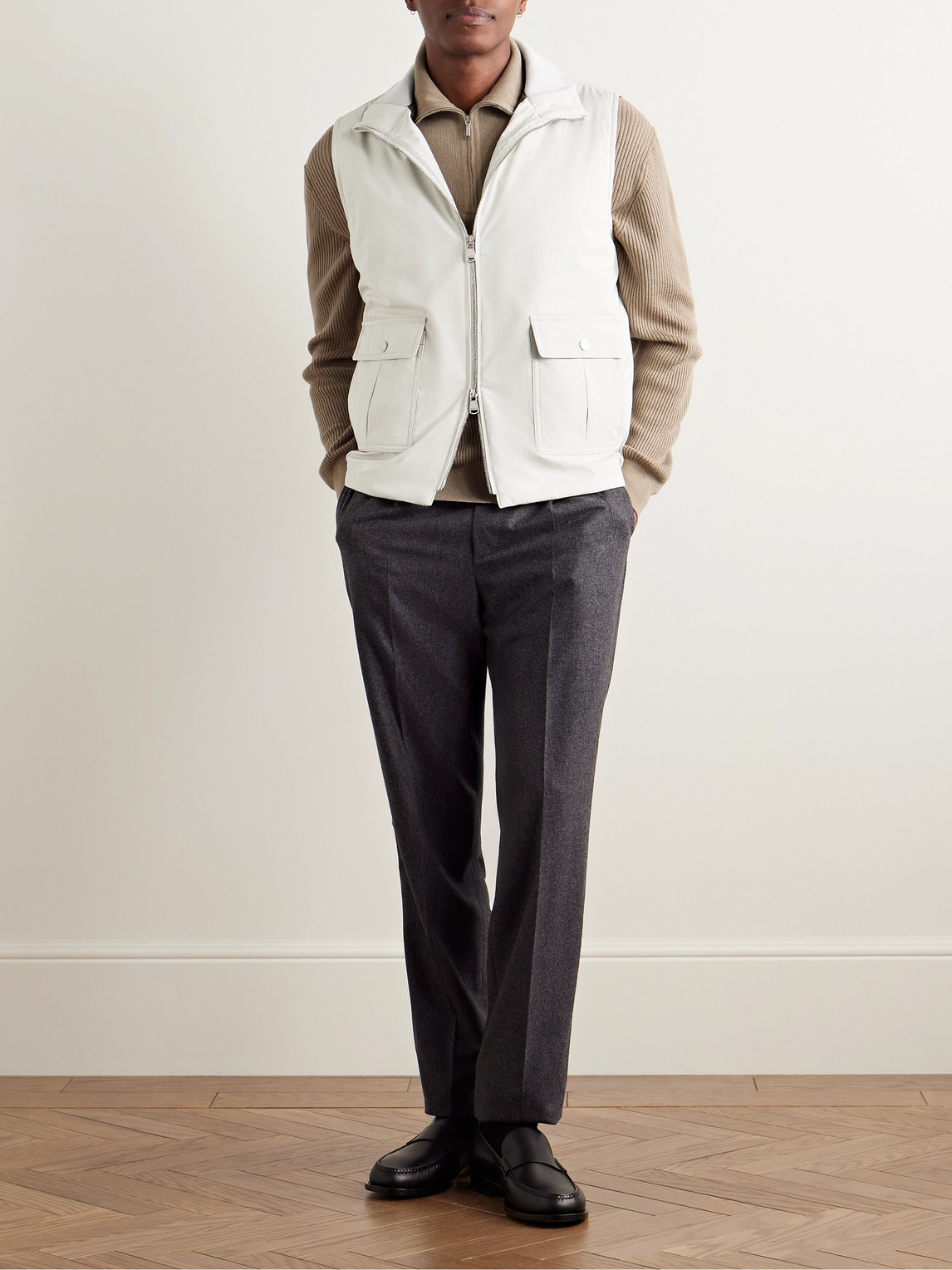 VALSTAR CADDY STRETCH-JERSEY TRIMMED PADDED SHELL GILET