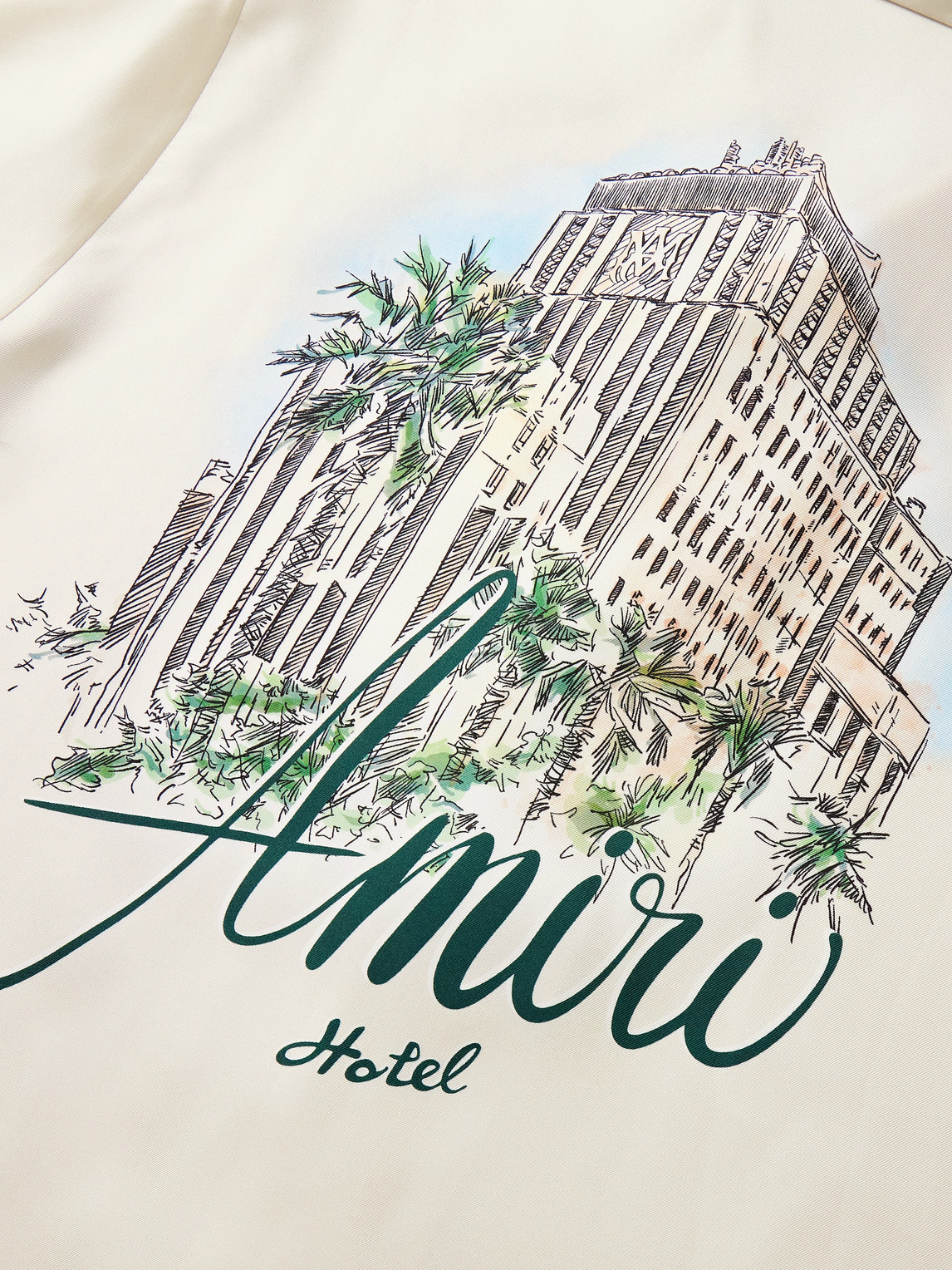 Amiri Convertible-collar Logo-print Silk-twill Shirt In Neutral
