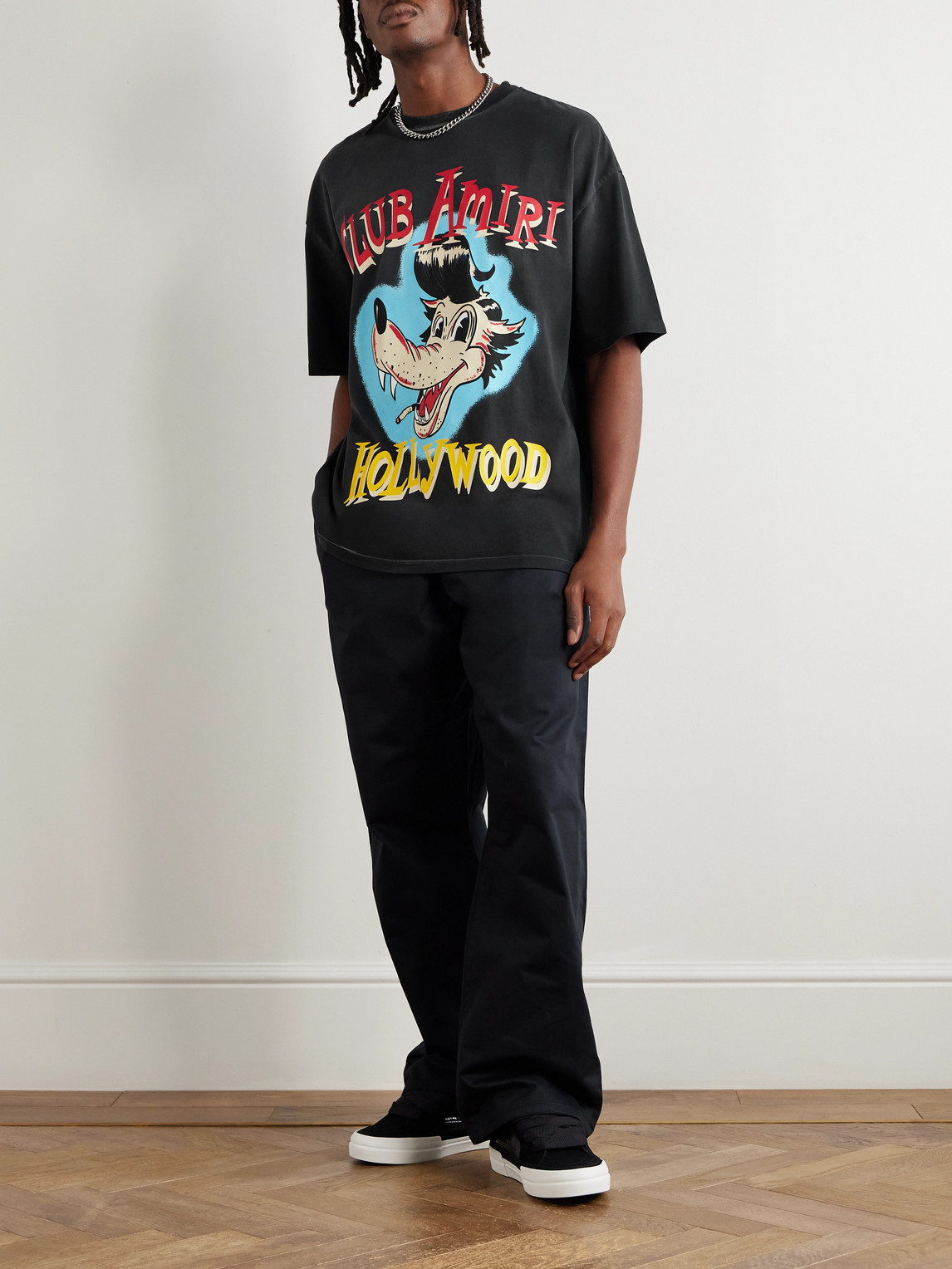 Amiri Graphic Cartoon Print Short Sleeve T-shirt In Black