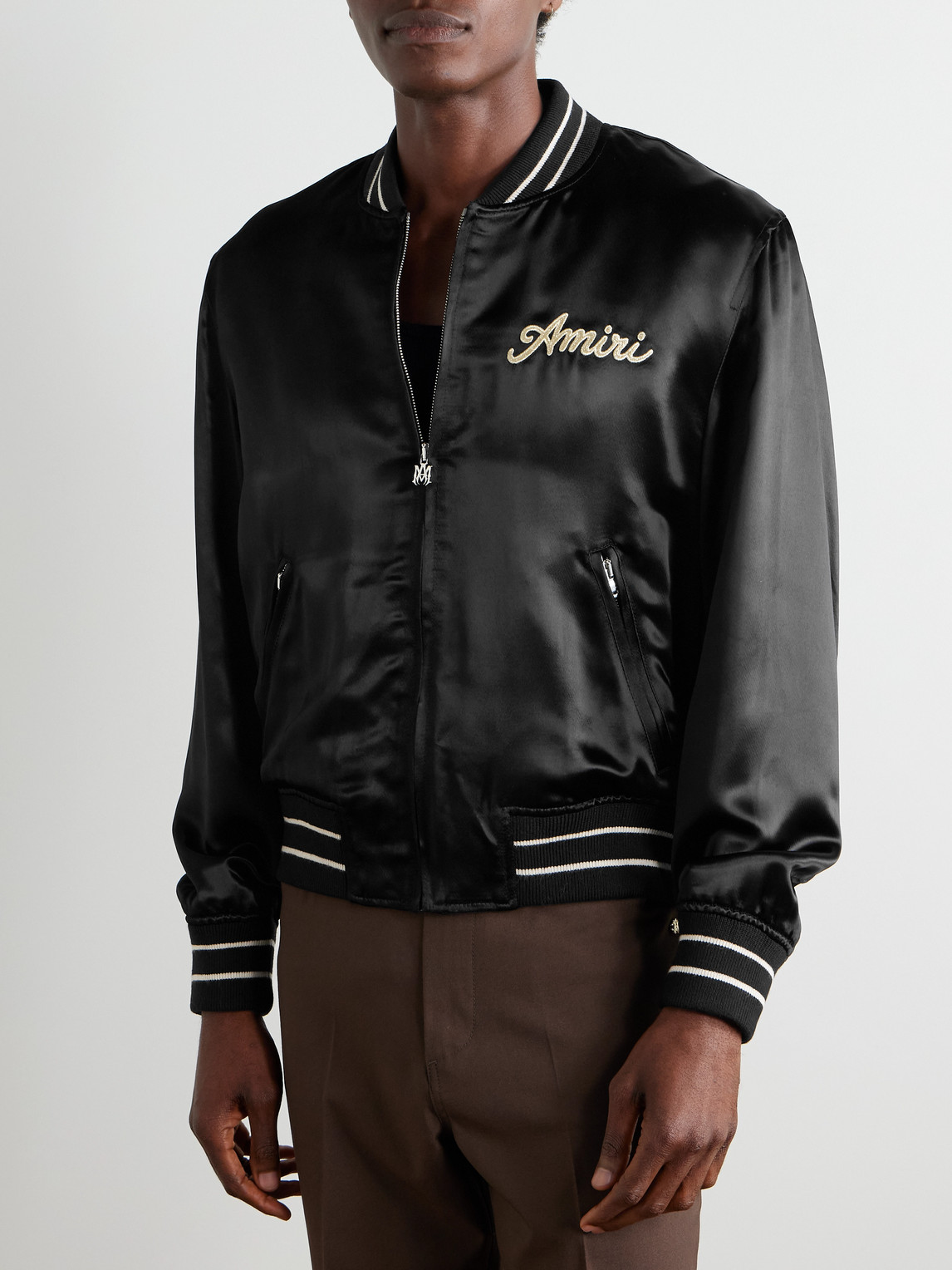 Amiri Men Black Jacket With Logo On The Front And Back In Tech Fabric Man In Black