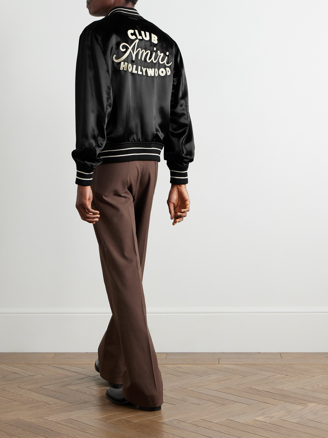 Amiri Men Black Jacket With Logo On The Front And Back In Tech Fabric Man In Black