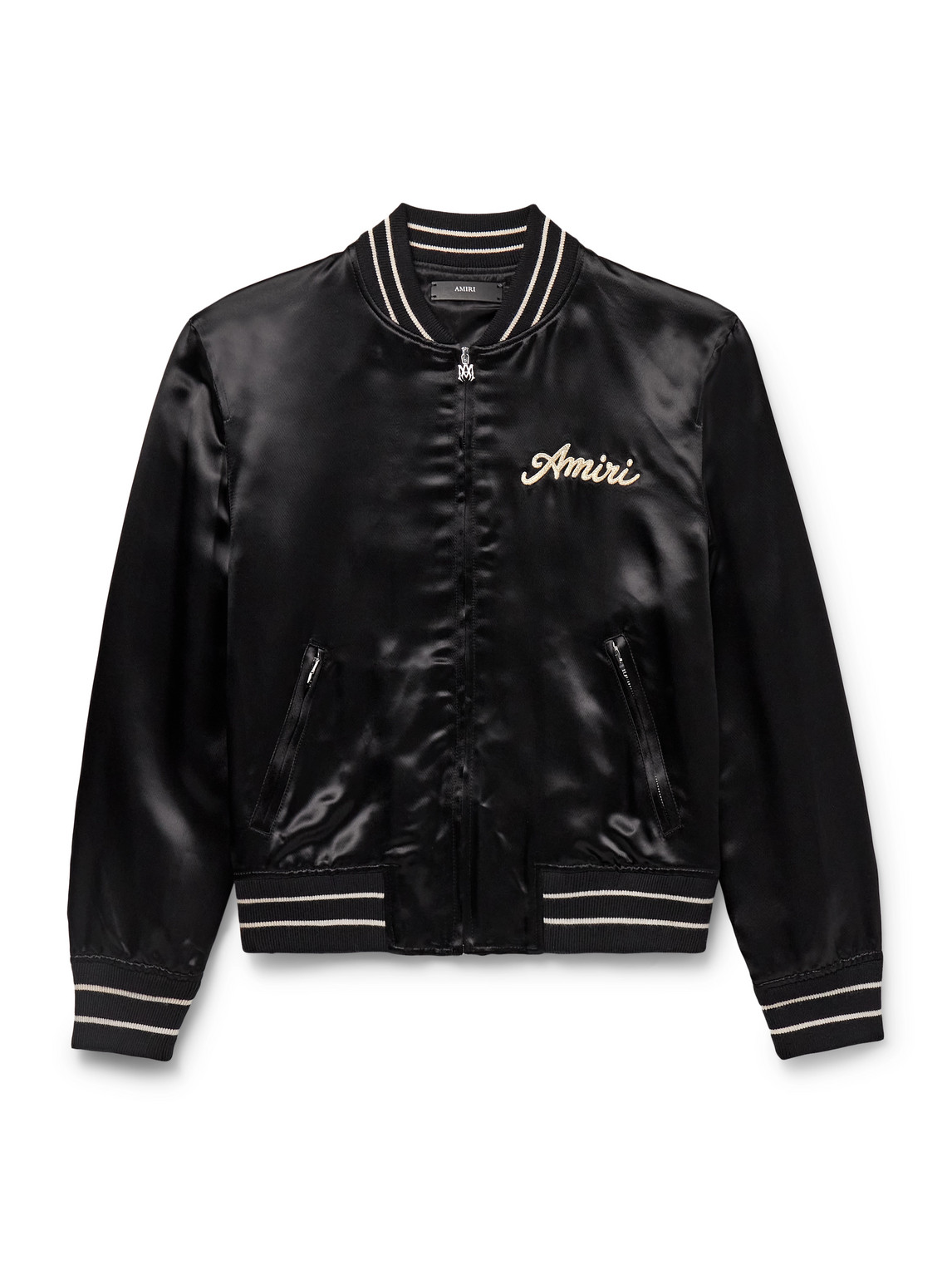 Amiri Men Black Jacket With Logo On The Front And Back In Tech Fabric Man In Black