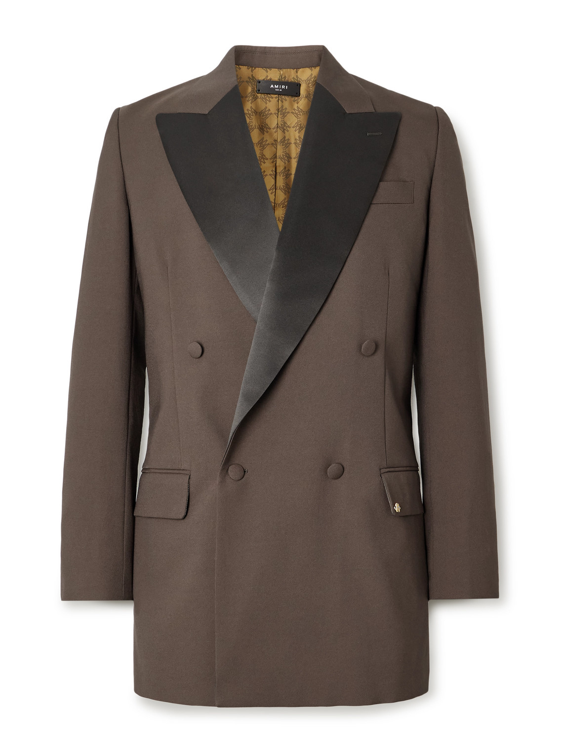 Amiri Double-breasted Satin-trimmed Twill Blazer In Black
