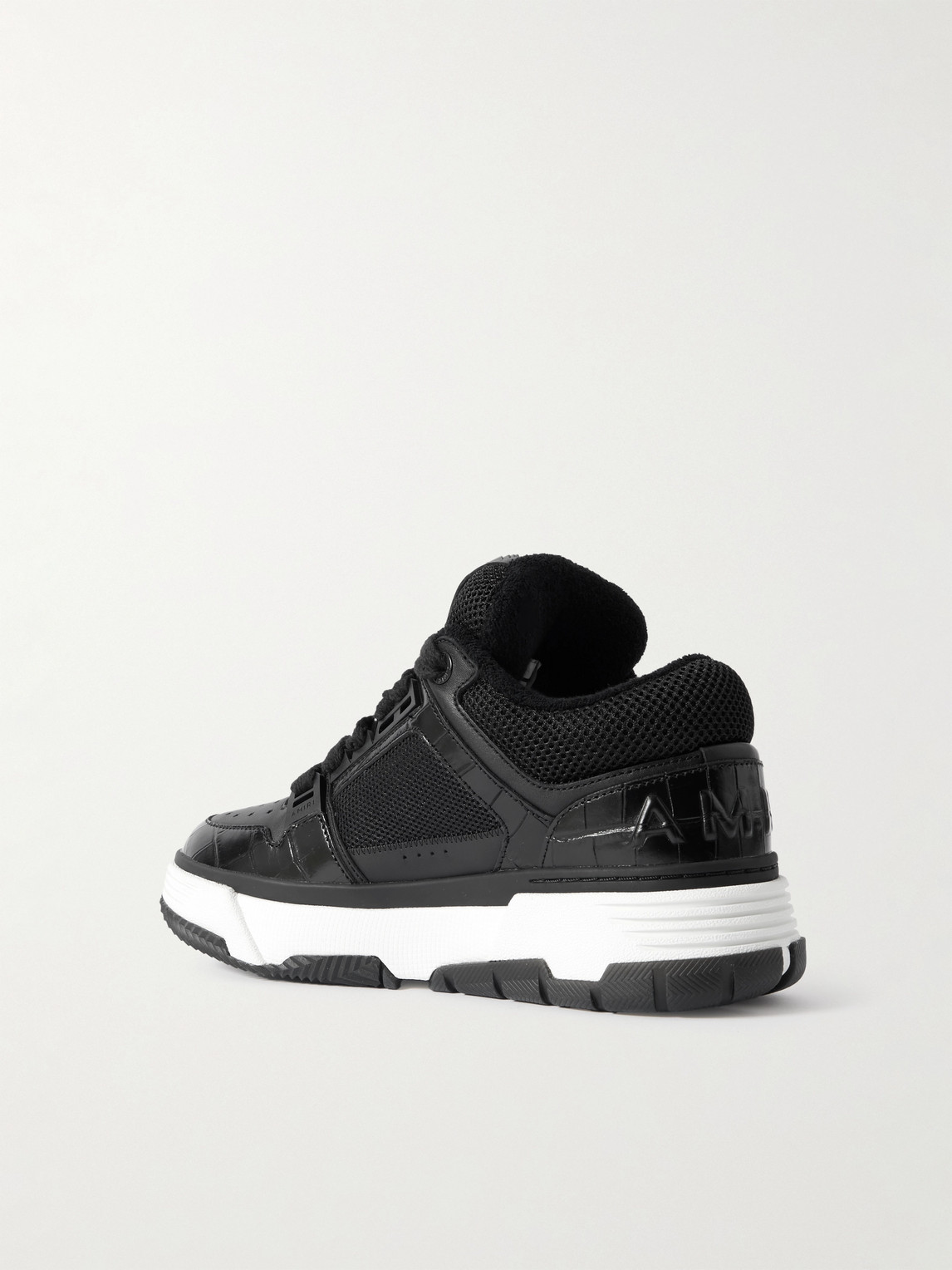 Amiri Ma-1 Croc-effect Trimmed Mesh And Leather Sneakers In Black