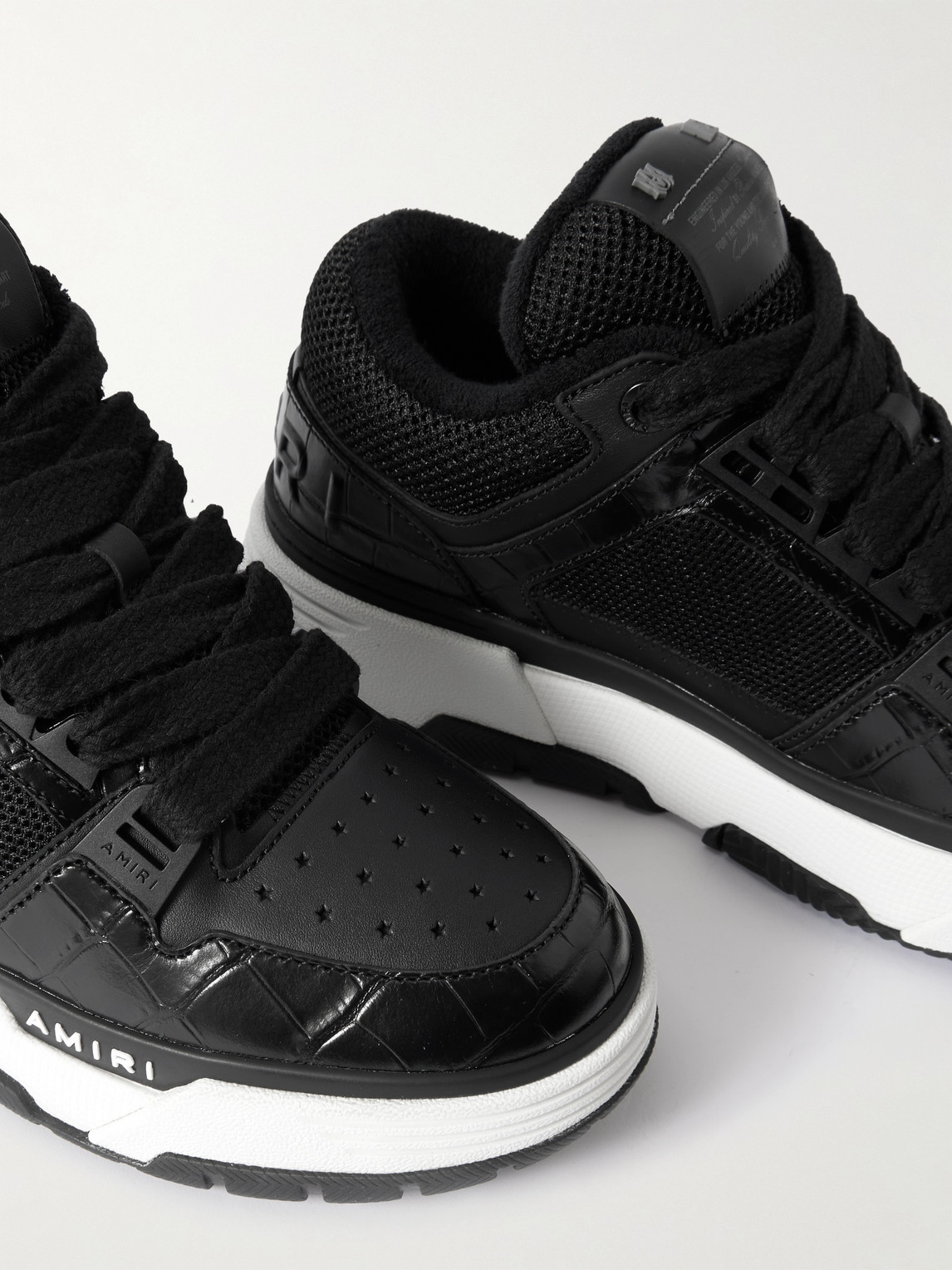 Amiri Ma-1 Croc-effect Trimmed Mesh And Leather Sneakers In Black