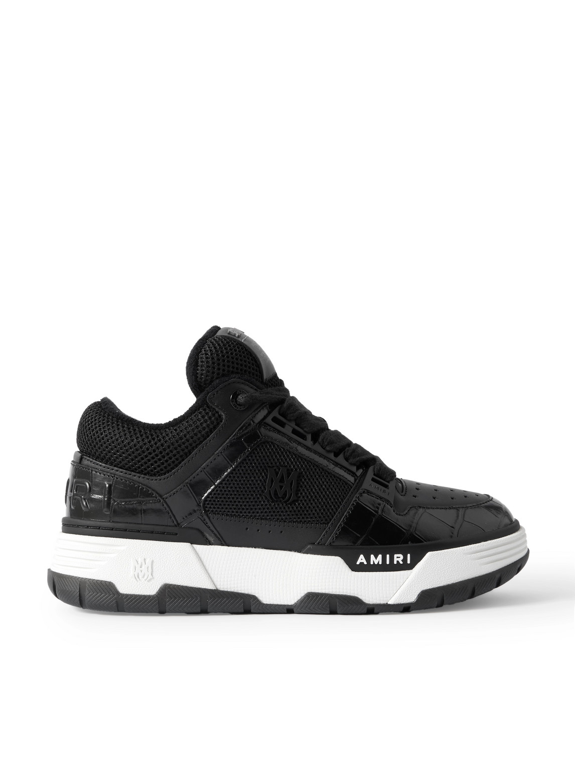Amiri Ma-1 Croc-effect Trimmed Mesh And Leather Sneakers In Black