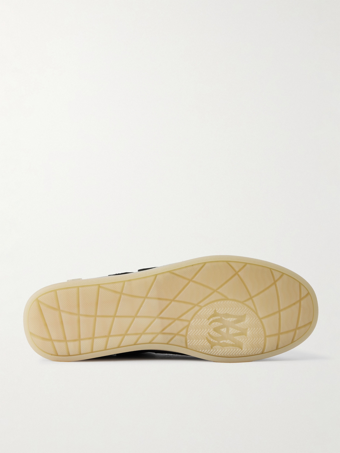 Amiri Pacific Bones Leather-trimmed Croc-effect Suede Sneakers In Black