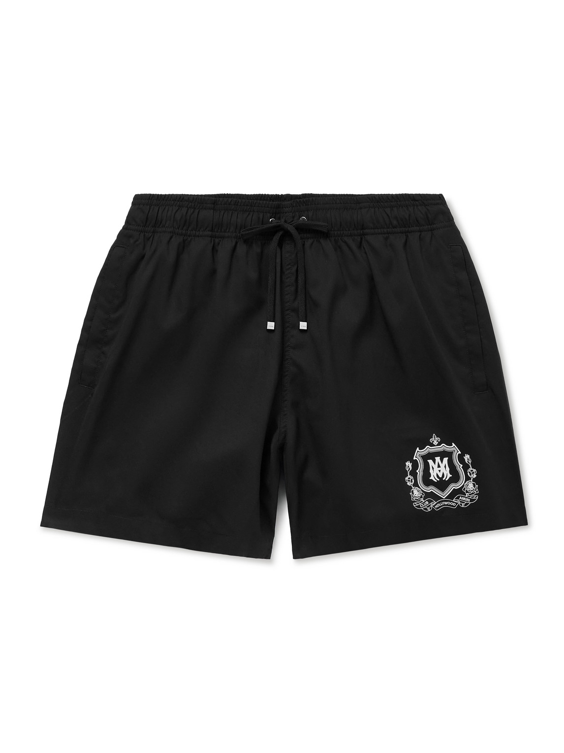 Amiri Straight-leg Mid-length Logo-print Swim Shorts In Black