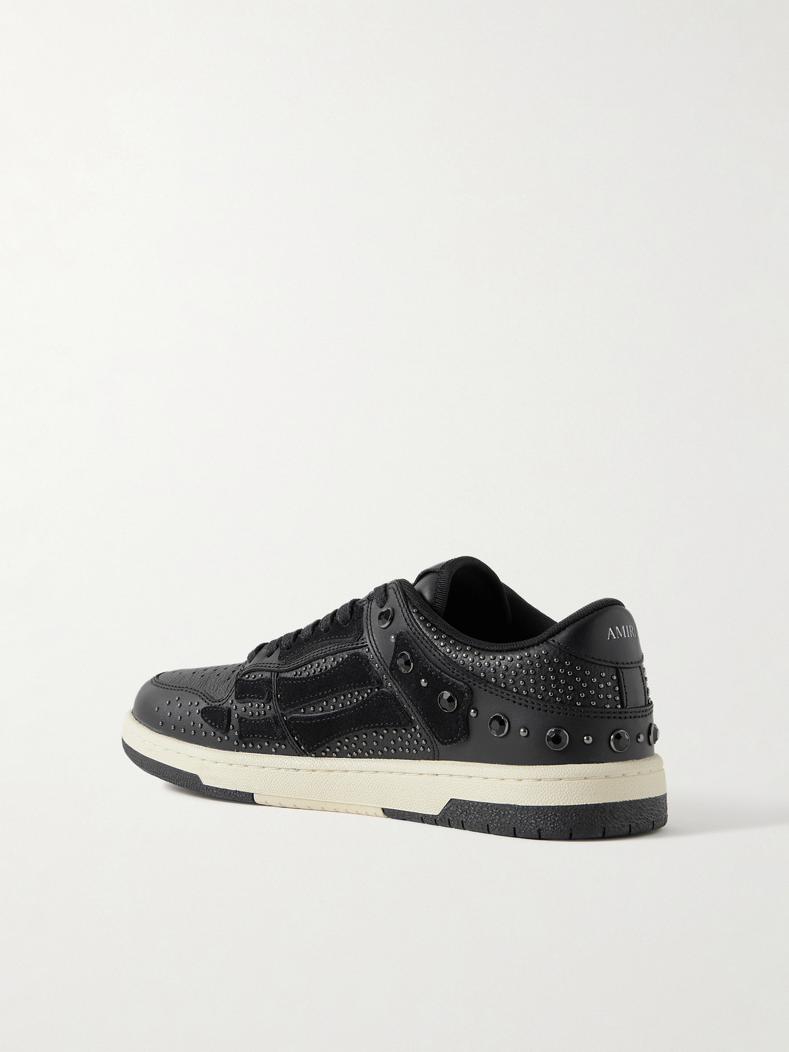 Amiri Two-tone Leather Skel Sneakers With Textured Finish In Black