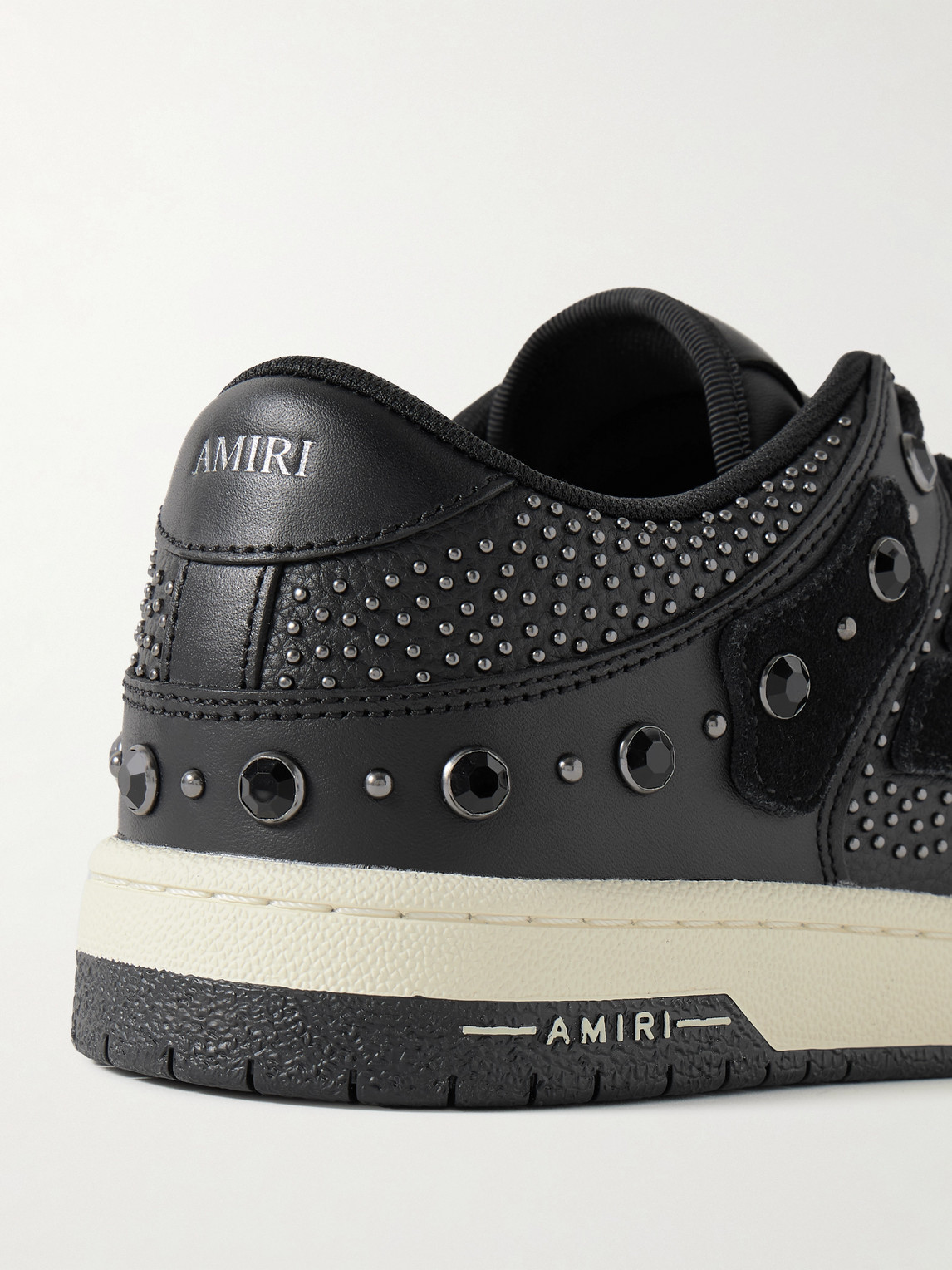 Amiri Two-tone Leather Skel Sneakers With Textured Finish In Black