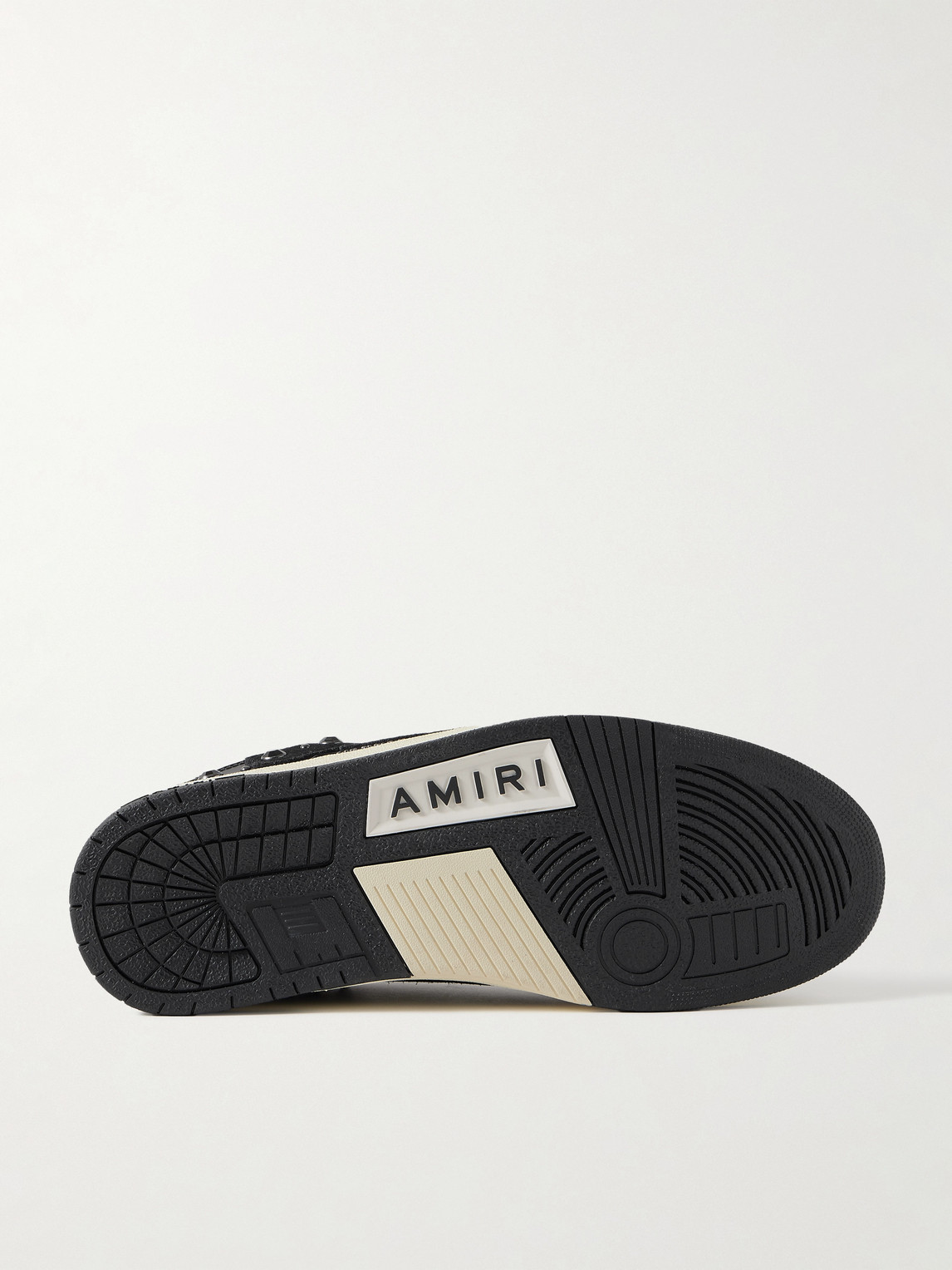 Amiri Two-tone Leather Skel Sneakers With Textured Finish In Black