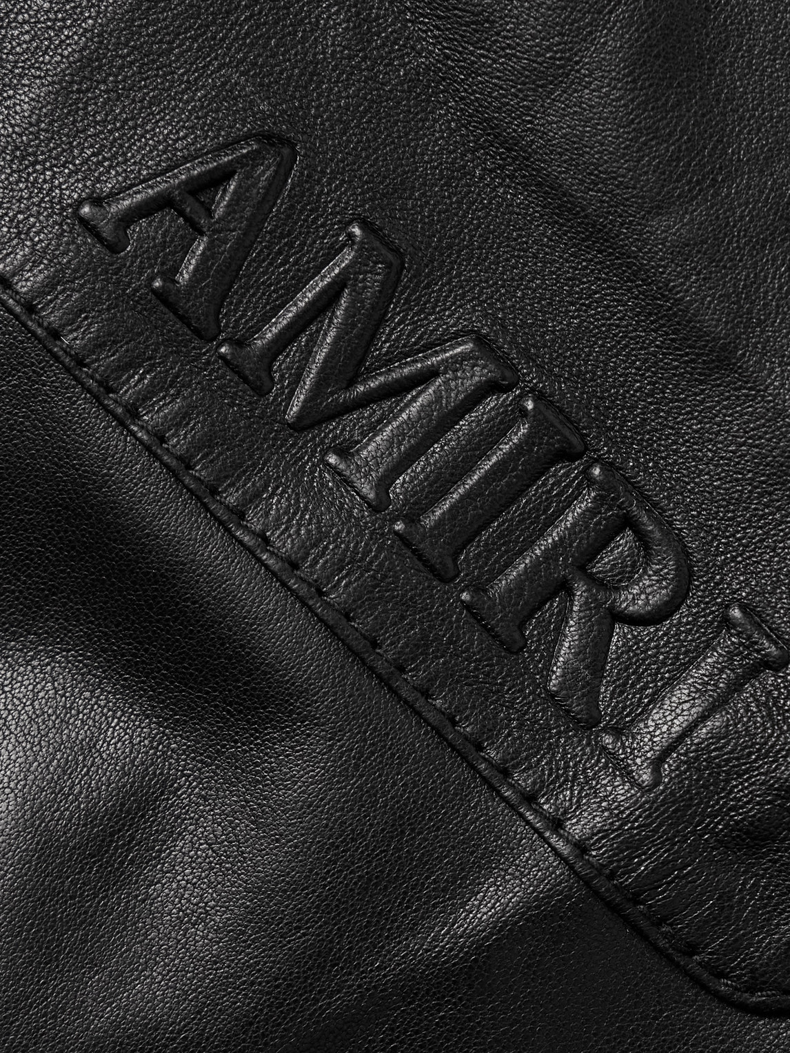 Amiri Short Sleeve Leather Jacket With Chest Pocket In Black