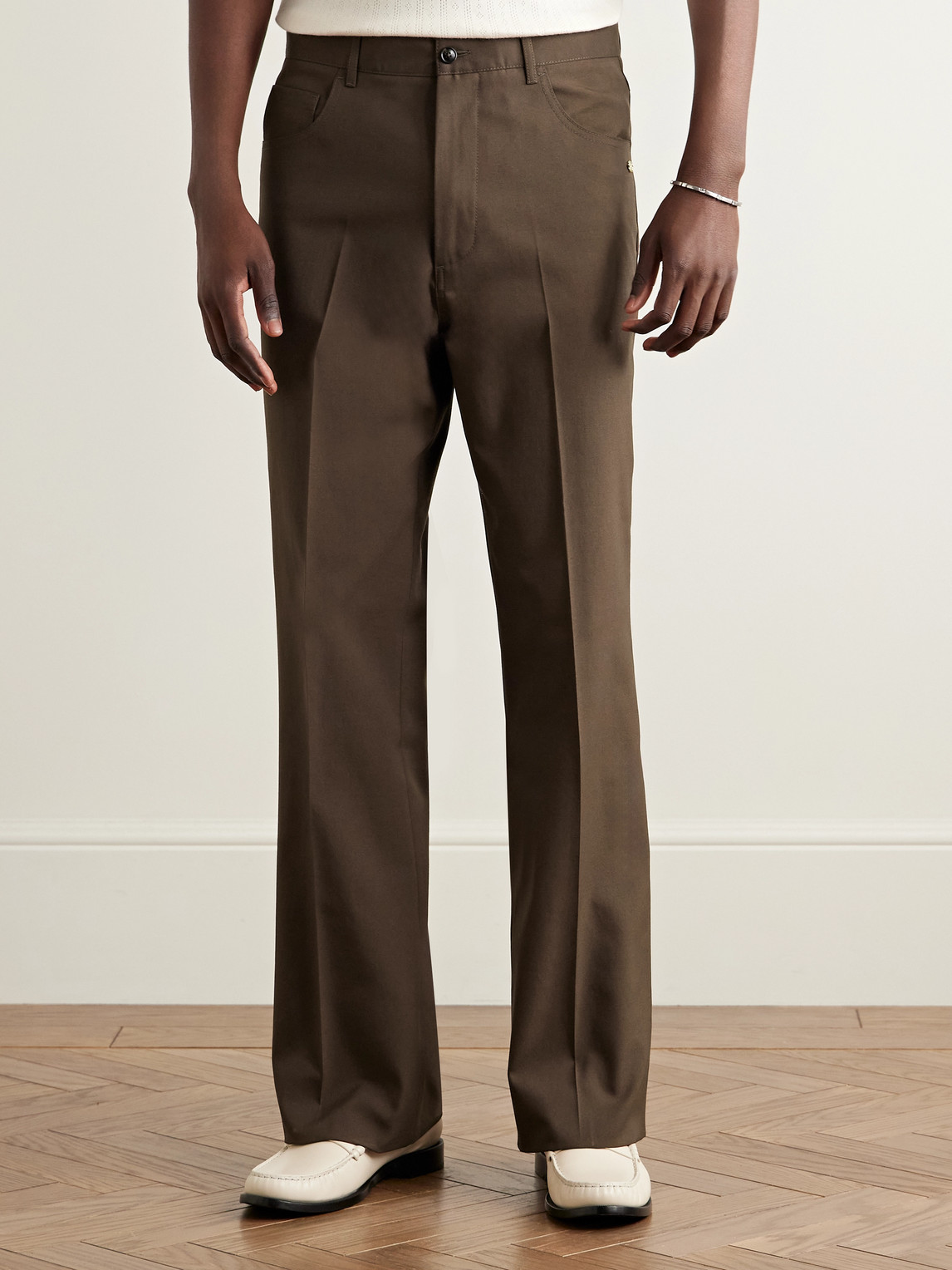 Amiri Brown Tailored Flare Trousers In Burgundy