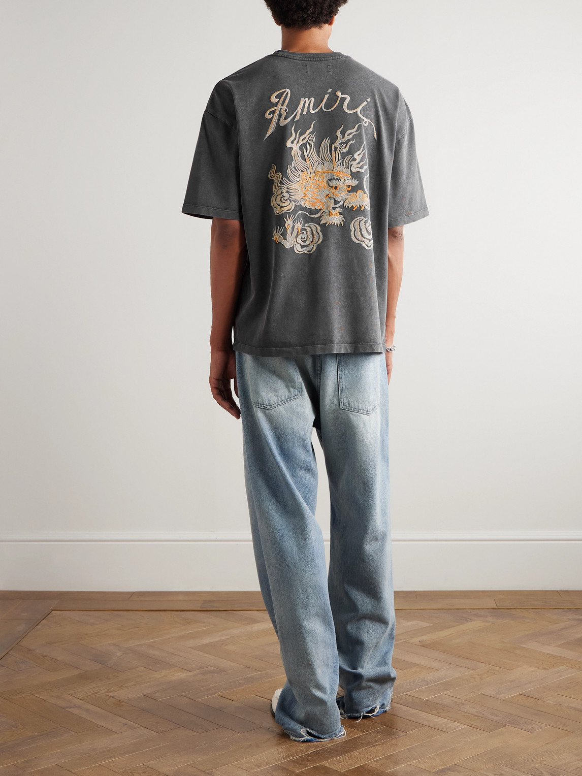 Amiri Dragon Embroidered Cotton-jersey T-shirt In Black