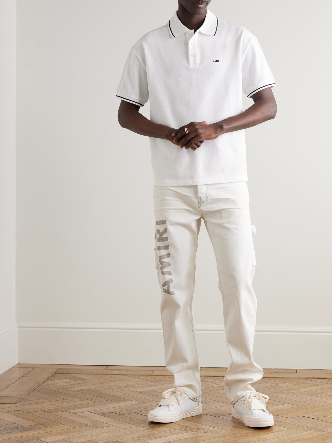Amiri Cotton Polo Shirt In White