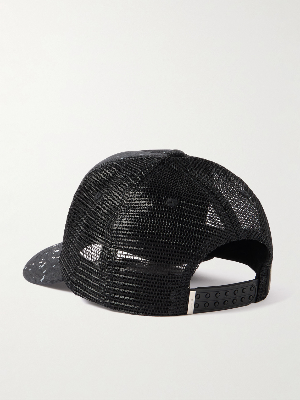 Amiri Paint-splattered Printed Padded Cotton-canvas And Mesh Trucker Cap In Black