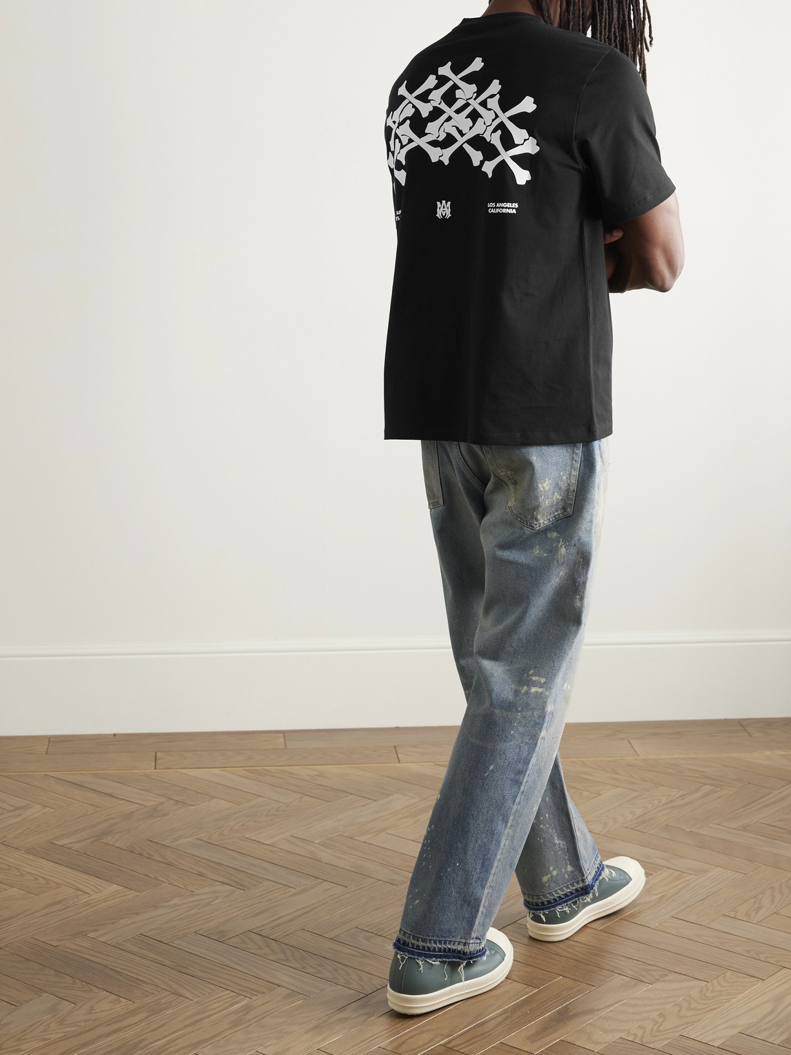 Amiri Mens Black Bones Stacked Short-sleeve Cotton-jersey T-shirt