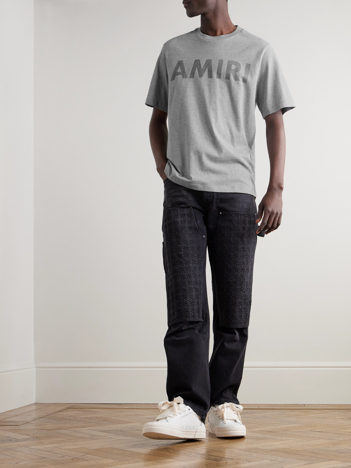 Amiri Stencil Logo-print Cotton-jersey T-shirt In Gray