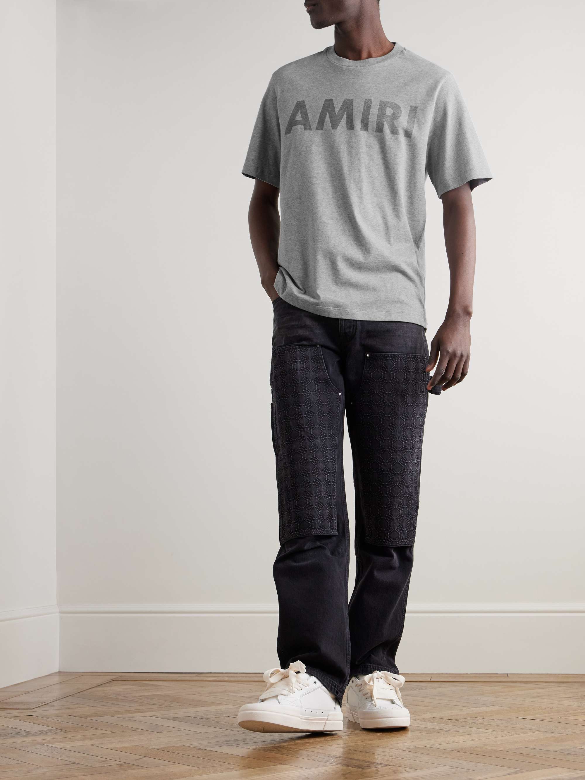 Gray Stencil Logo-Print Cotton-Jersey T-Shirt | AMIRI | MR Gray Stencil Logo-Print Cotton-Jersey T-Shirt | AMIRI | MR