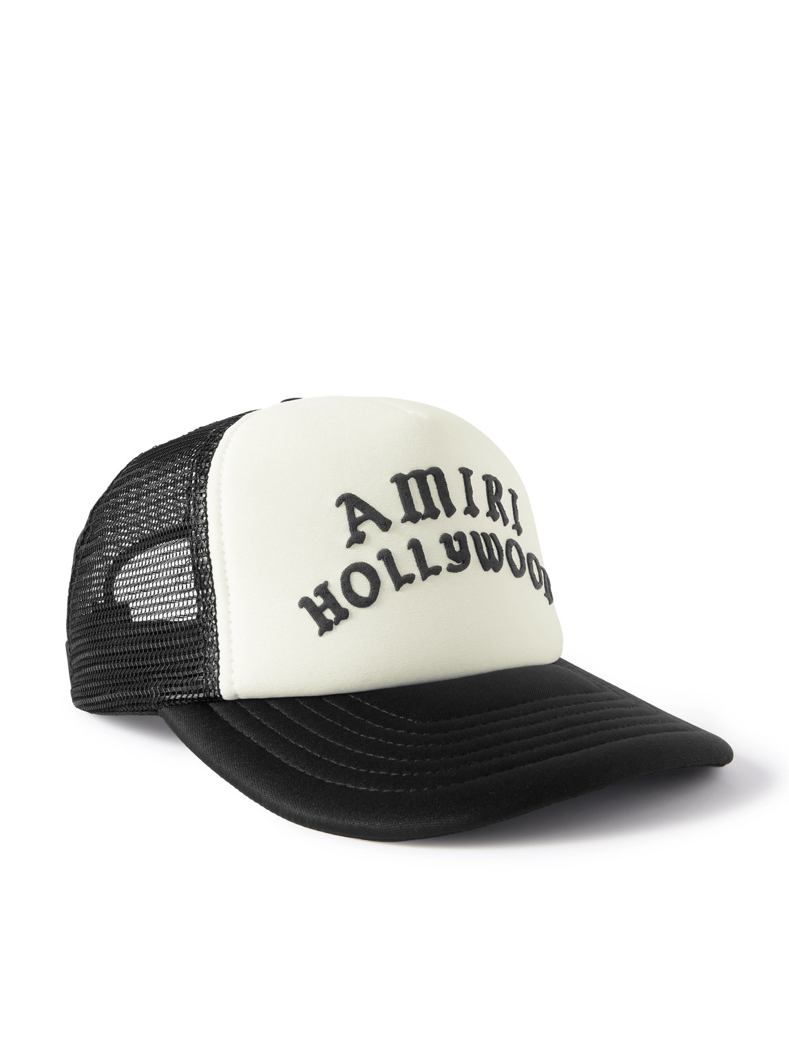 Amiri Hollywood Logo-embroidered Cotton-canvas And Mesh Trucker Cap