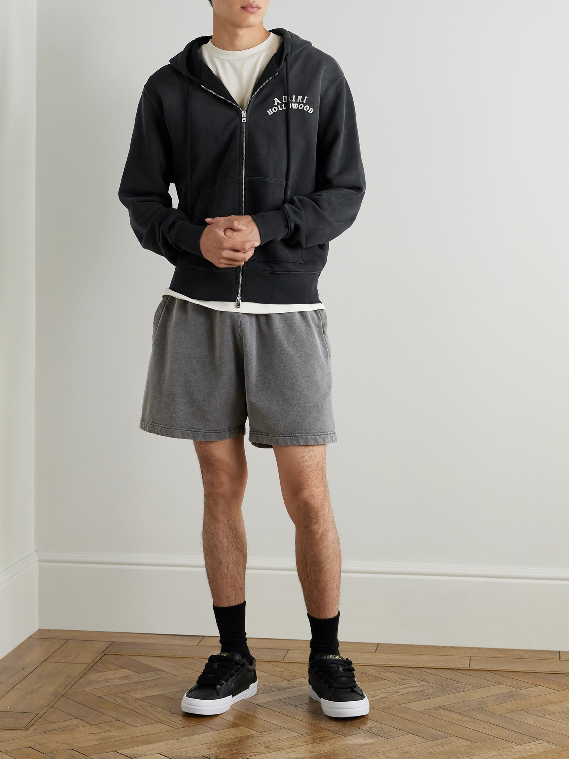 Amiri Felpa In Cotone Ardesia  Uomo In Black