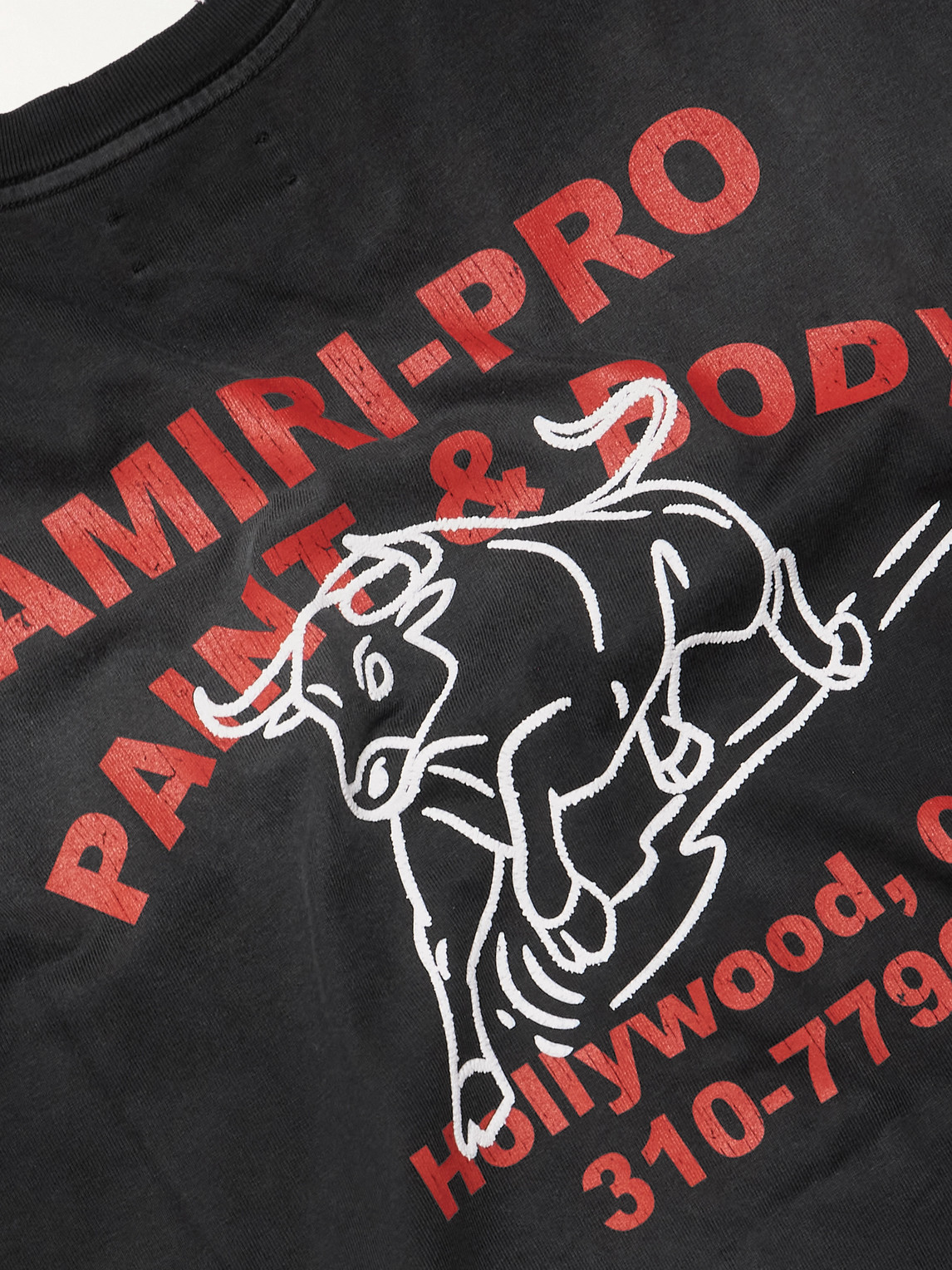 Amiri Short-sleeve T-shirt With Vintage Graphic And Distressed Finish In Black
