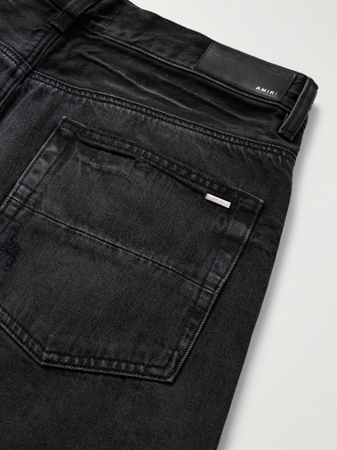 Amiri Mx1 Straight-leg Leather-panelled Distressed Jeans